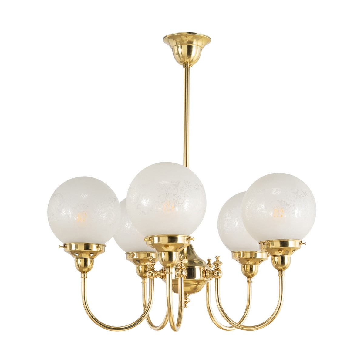 Luke 5 Light Pendant Brass With Sheffield Glass - 3000191
