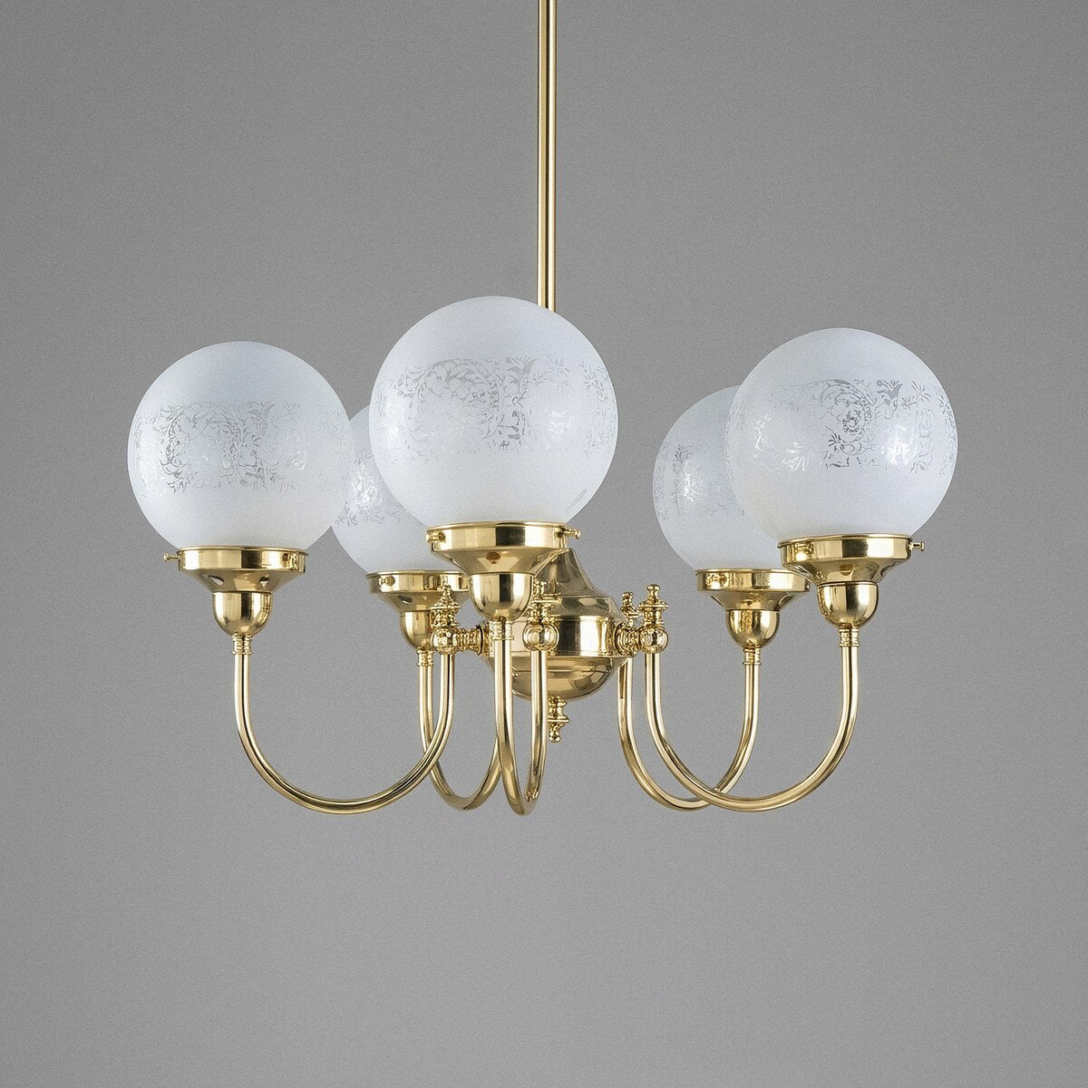 Luke 5 Light Pendant Brass With Sheffield Glass - 3000191