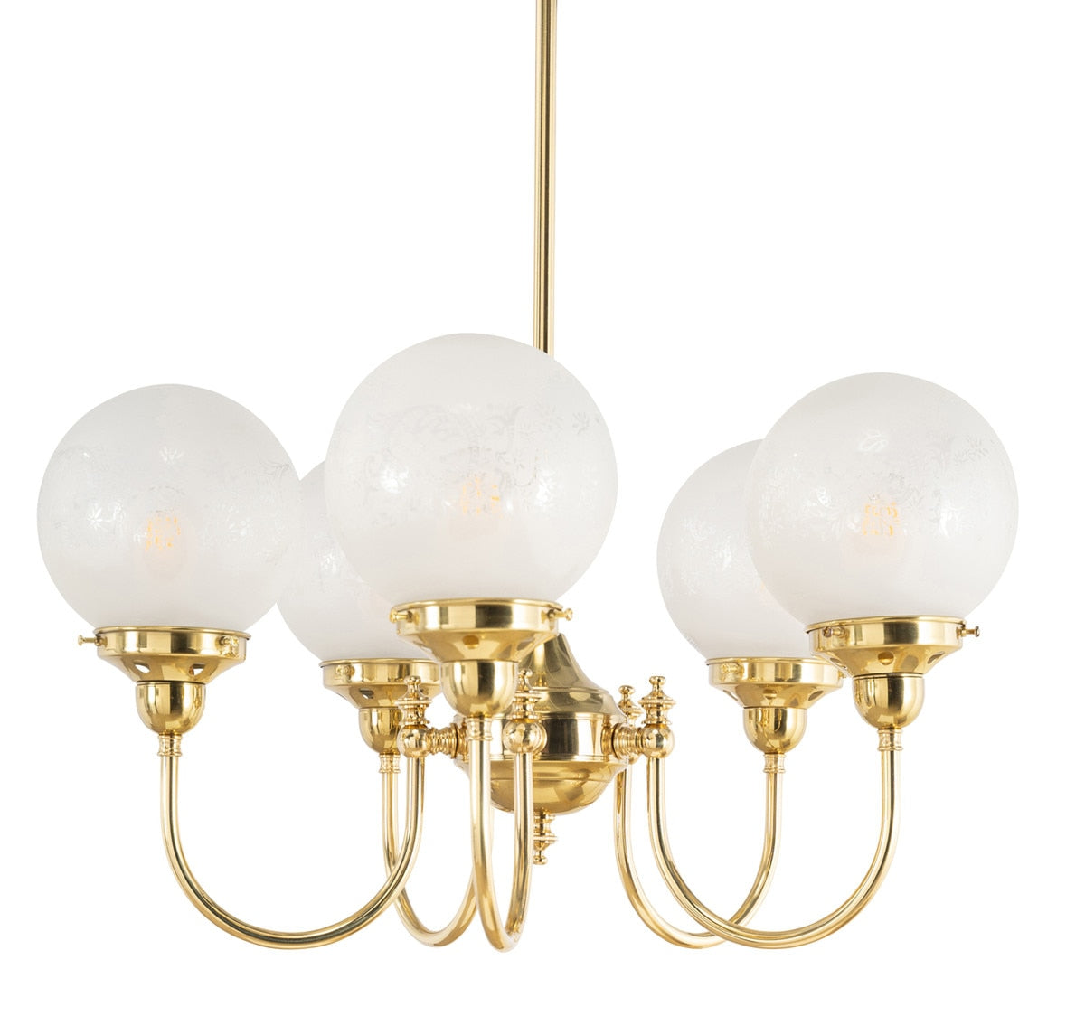 Luke 5 Light Pendant Brass With Sheffield Glass - 3000191