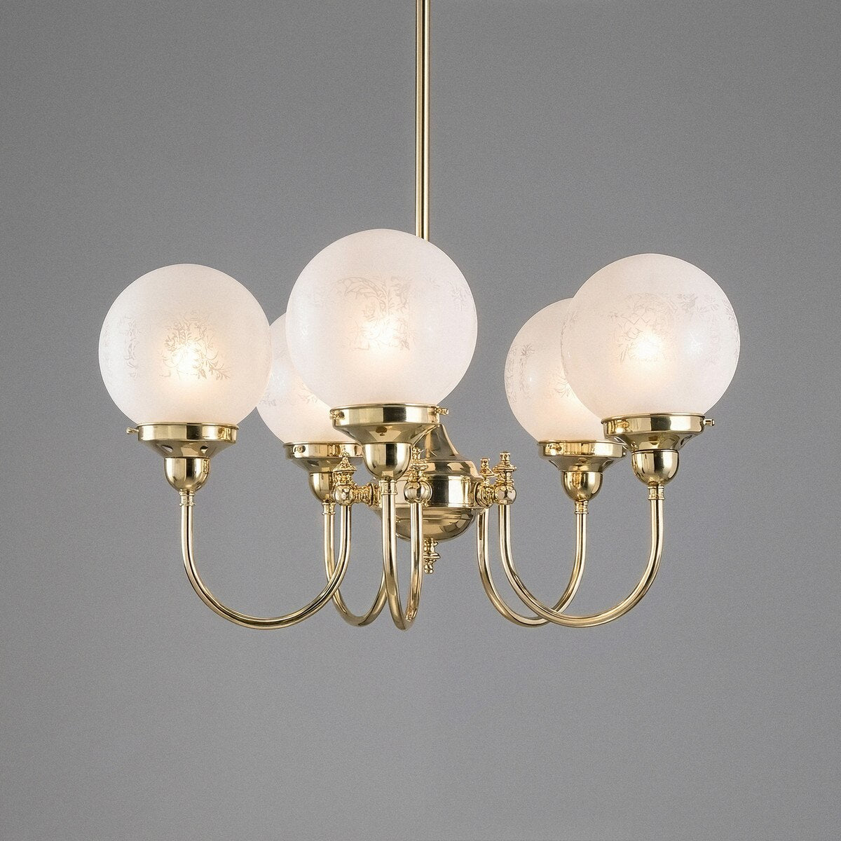 Luke 5 Light Pendant Brass With Sheffield Glass - 3000191