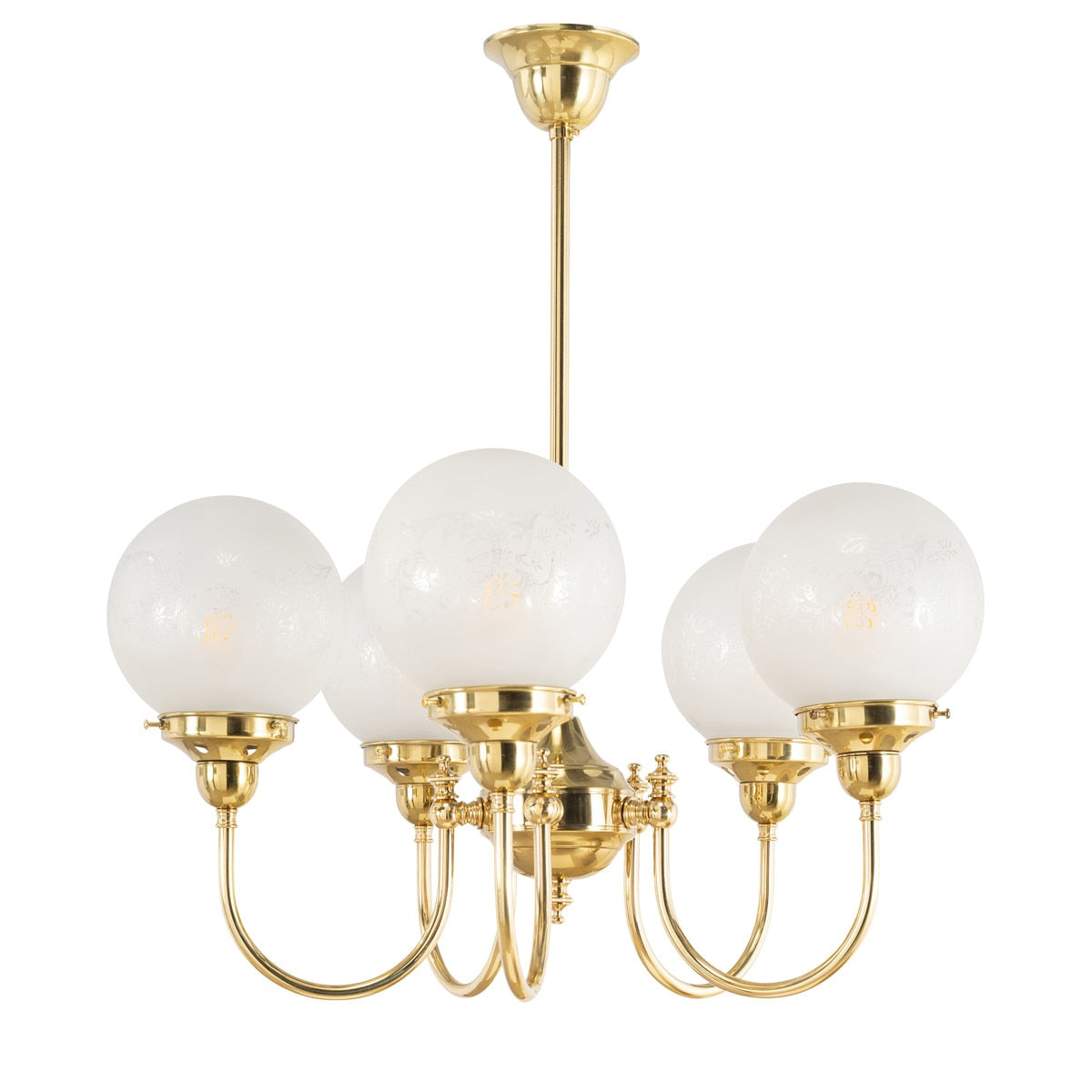 Luke 5 Light Pendant Brass With Sheffield Glass - 3000191