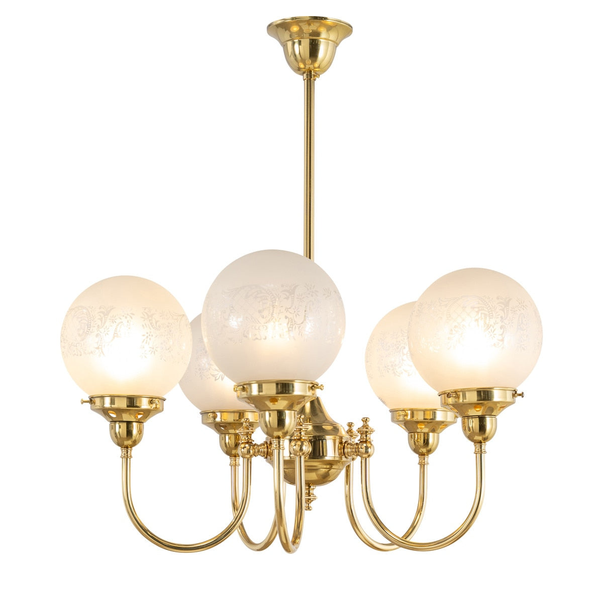 Luke 5 Light Pendant Brass With Sheffield Glass - 3000191
