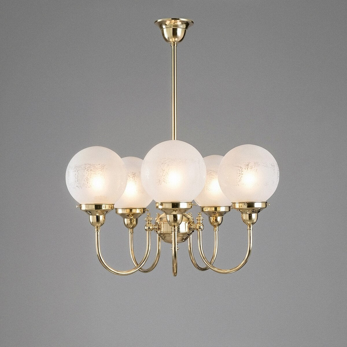 Luke 5 Light Pendant Brass With Sheffield Glass - 3000191