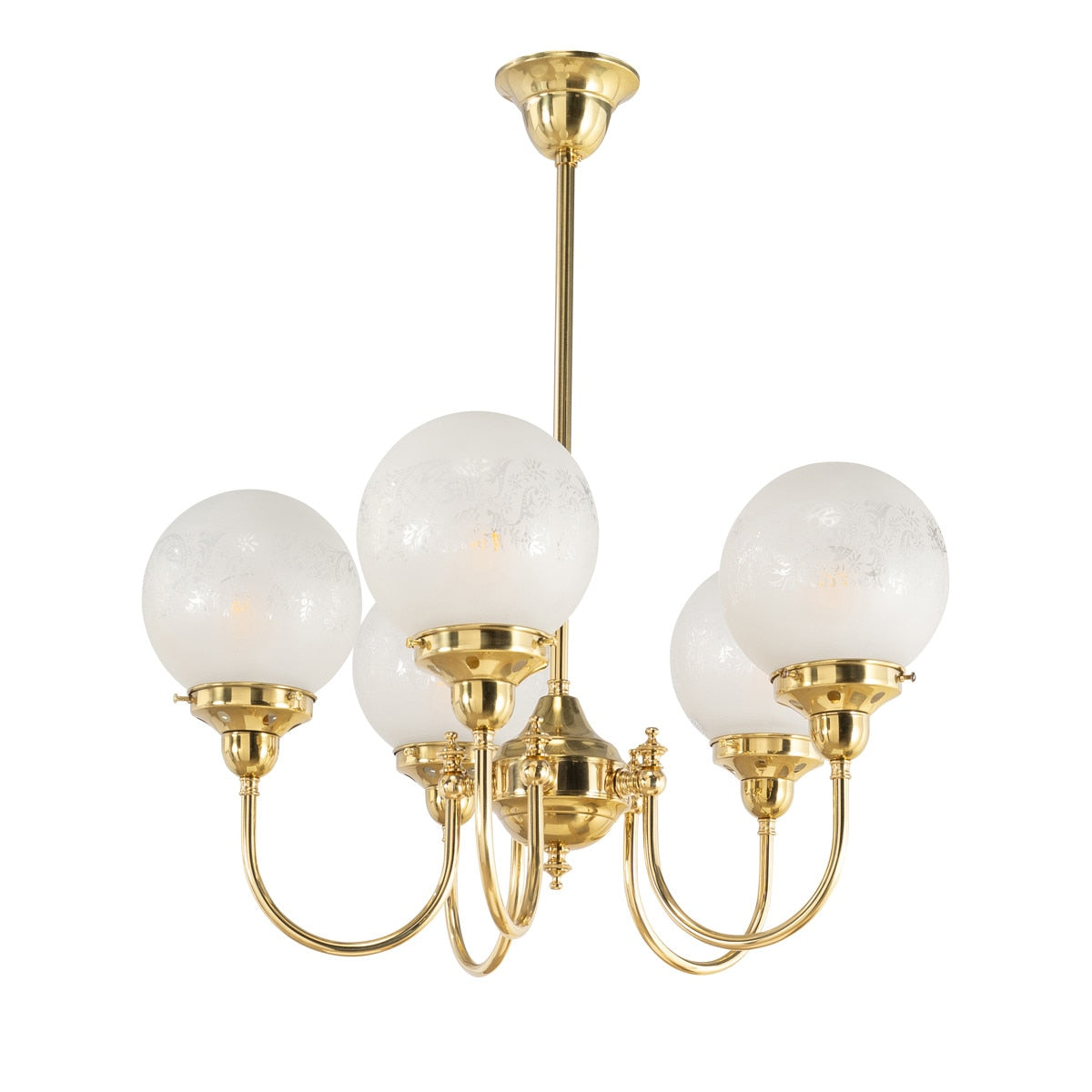 Luke 5 Light Pendant Brass With Sheffield Glass - 3000191