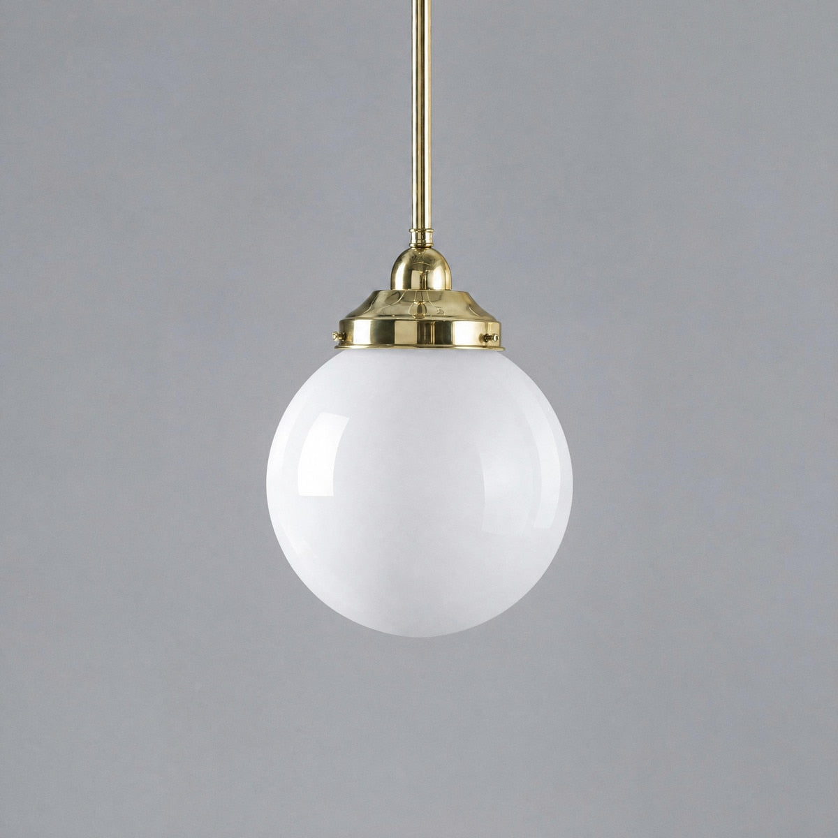 Single Rod Pendant Brass With 8" Sphere Opal Glass - 3000254