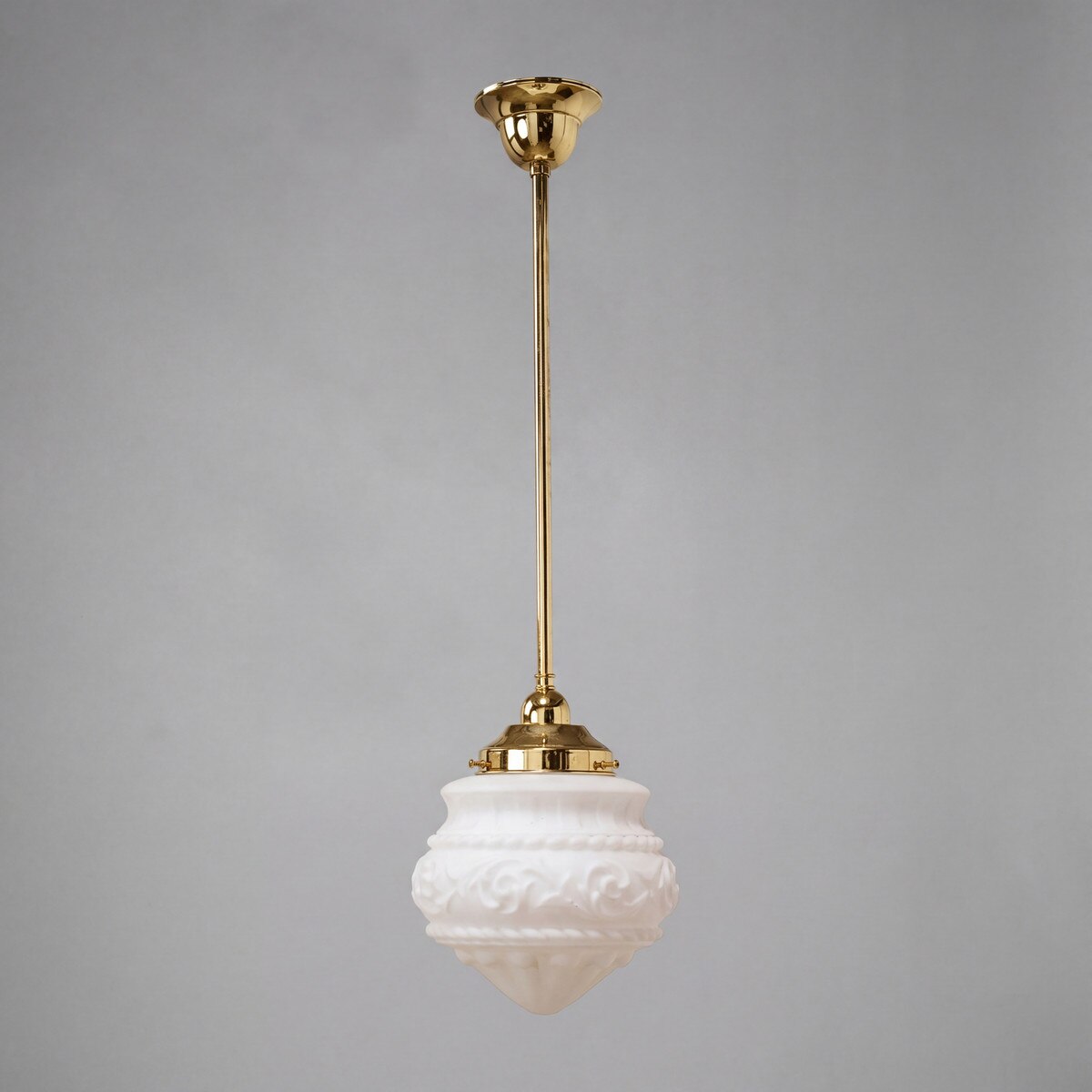 Single Rod Pendant Brass With 8" Premier Opal Matt Glass - 3000256