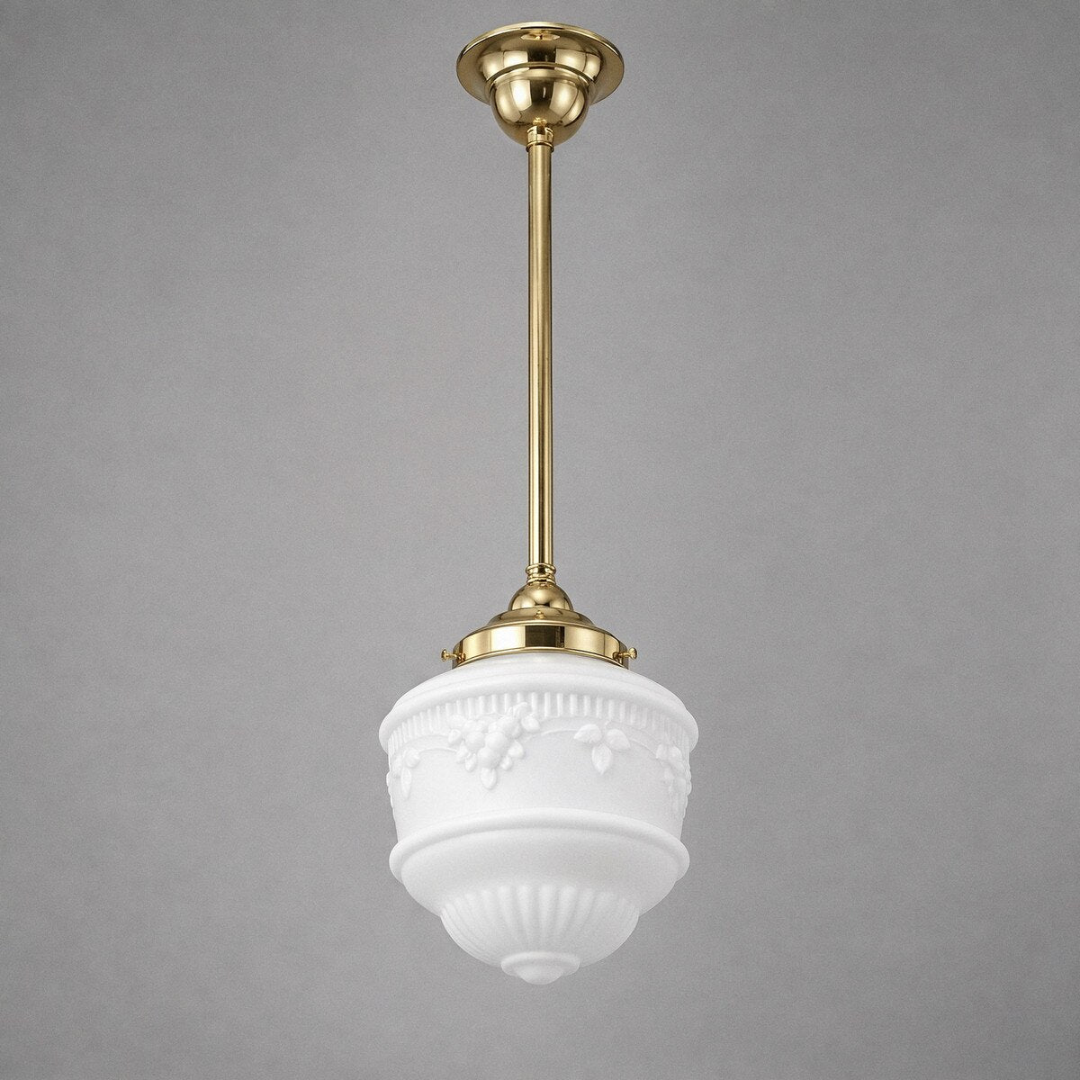 Single Rod Pendant Brass With 8" Senator Opal Matt Glass - 3000257
