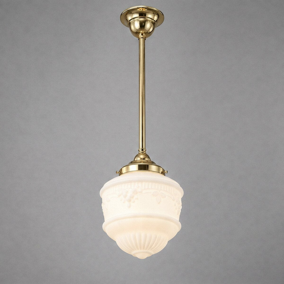 Single Rod Pendant Brass With 8" Senator Opal Matt Glass - 3000257