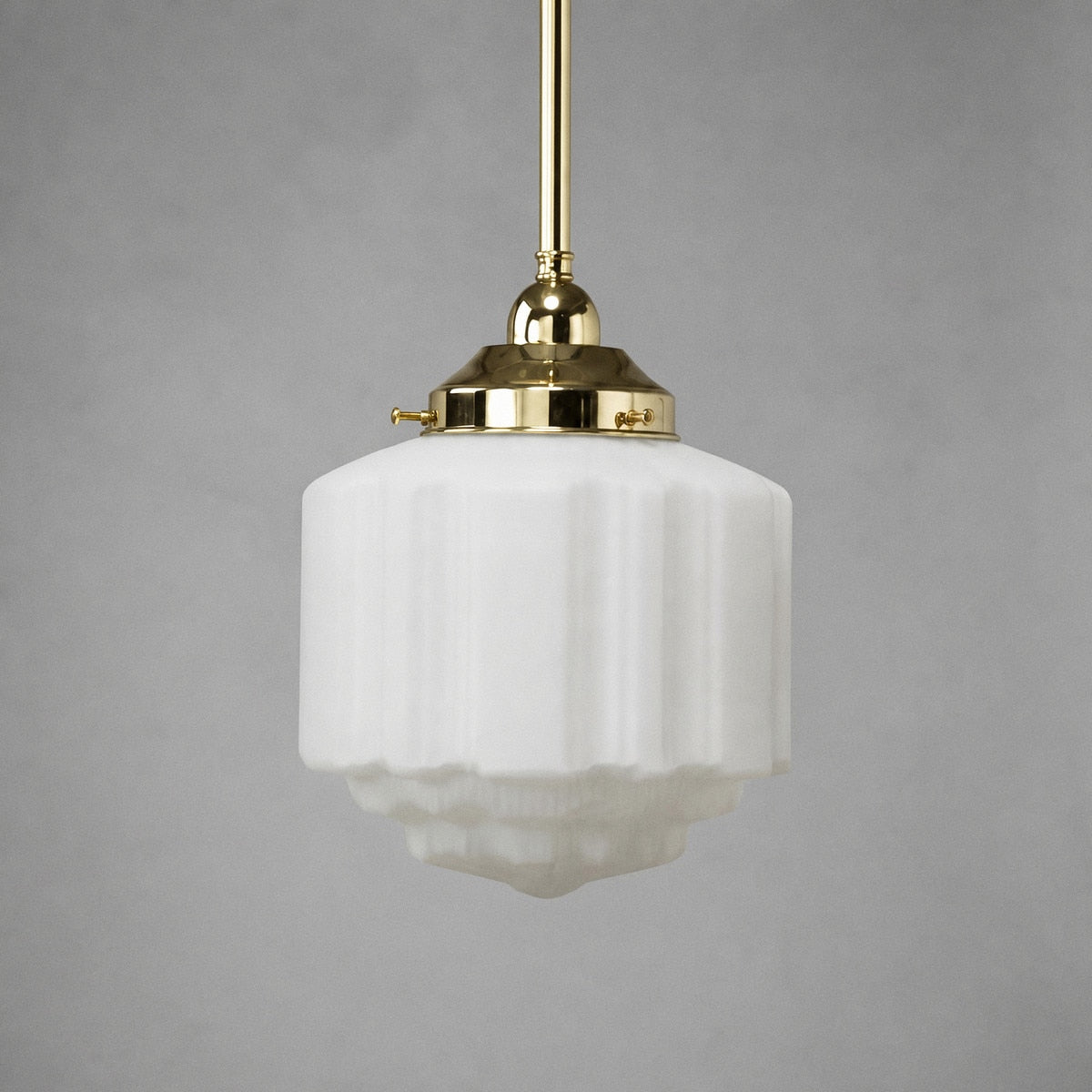 Single Rod Pendant Brass With 8" St Kilda Opal Matt Glass - 3000262