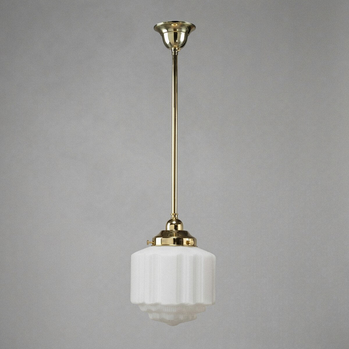 Single Rod Pendant Brass With 8" St Kilda Opal Matt Glass - 3000262
