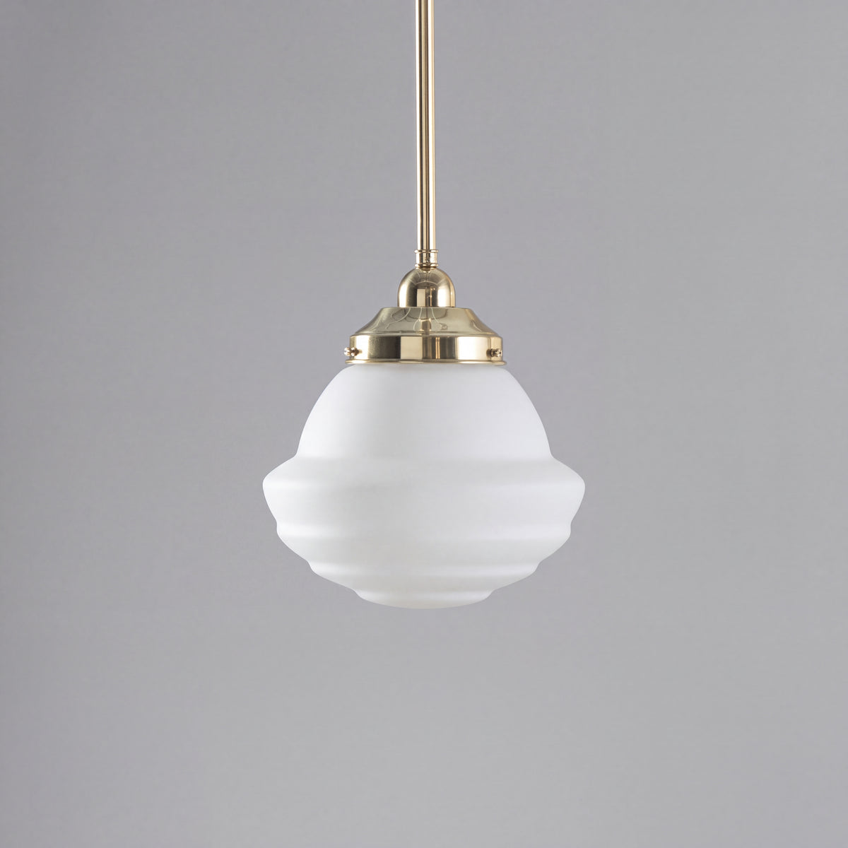 Single Rod Pendant Brass With 9" Parkville Opal Matt Glass - 3000265
