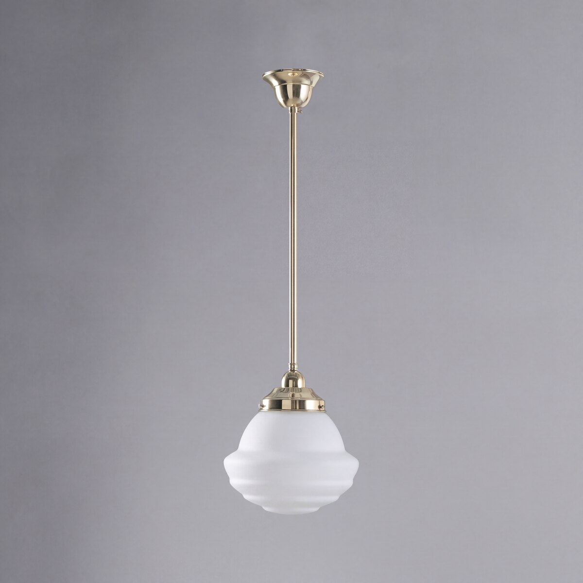 Single Rod Pendant Brass With 9" Parkville Opal Matt Glass - 3000265
