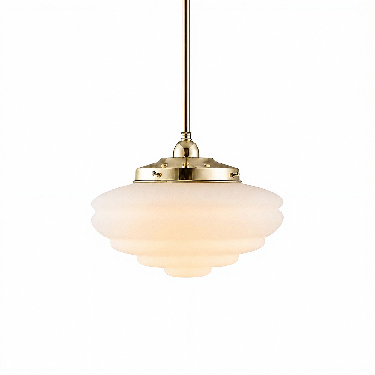 Single Rod Pendant Brass With Chateau Opal Matt Glass - 3000268