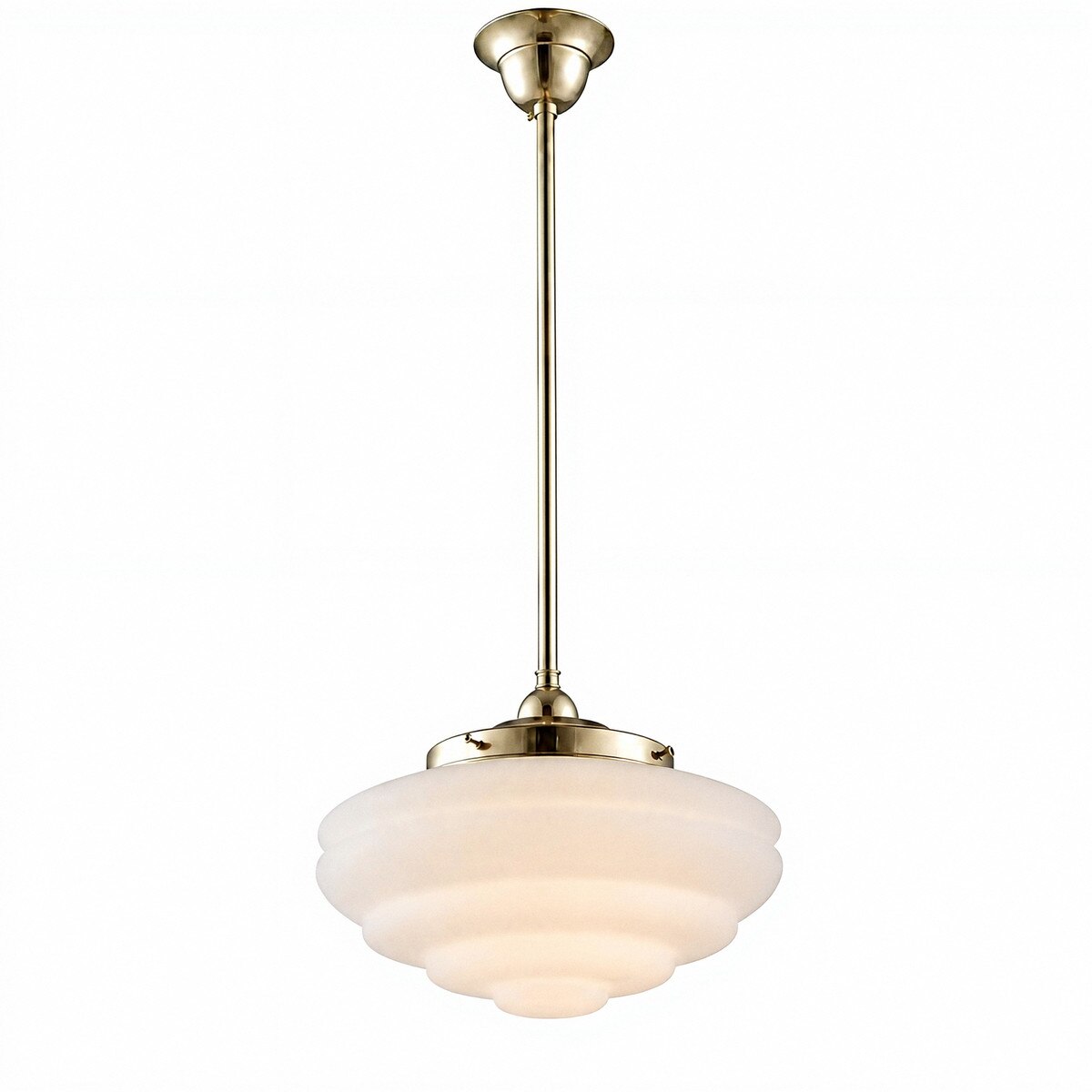 Single Rod Pendant Brass With Chateau Opal Matt Glass - 3000268