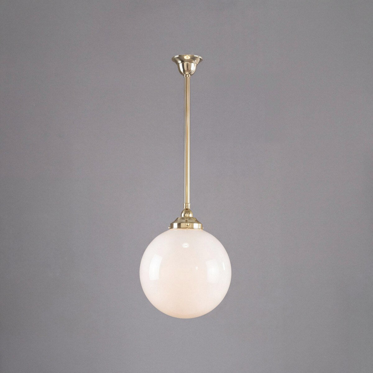 Single Rod Pendant Brass With 12" Sphere Opal Glass - 3000278
