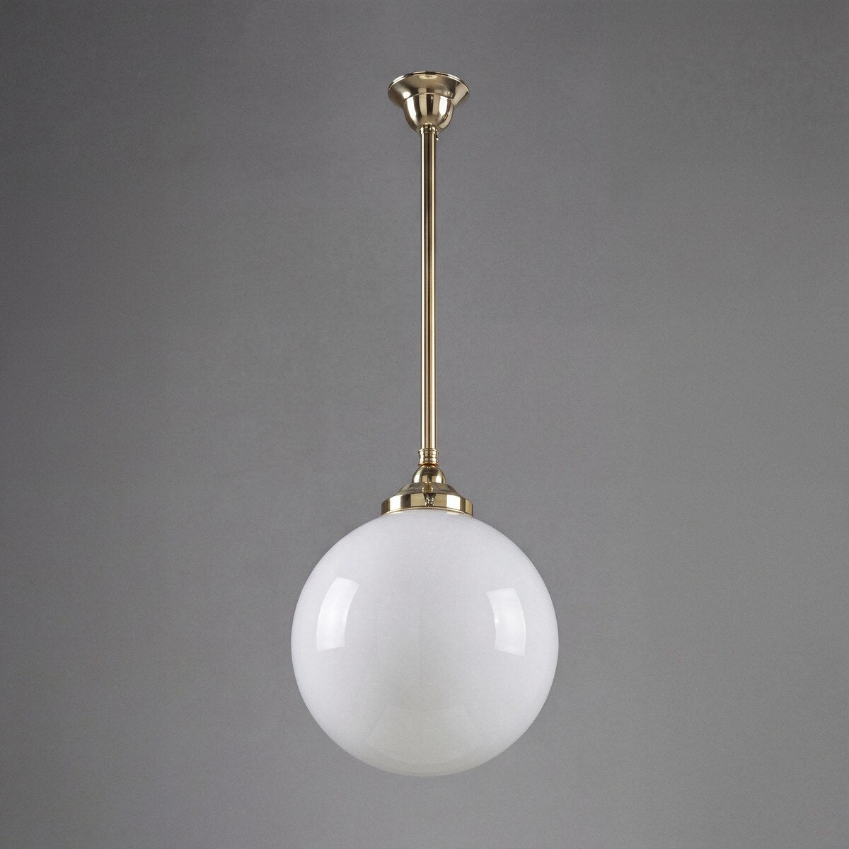 Single Rod Pendant Brass With 12" Sphere Opal Glass - 3000278