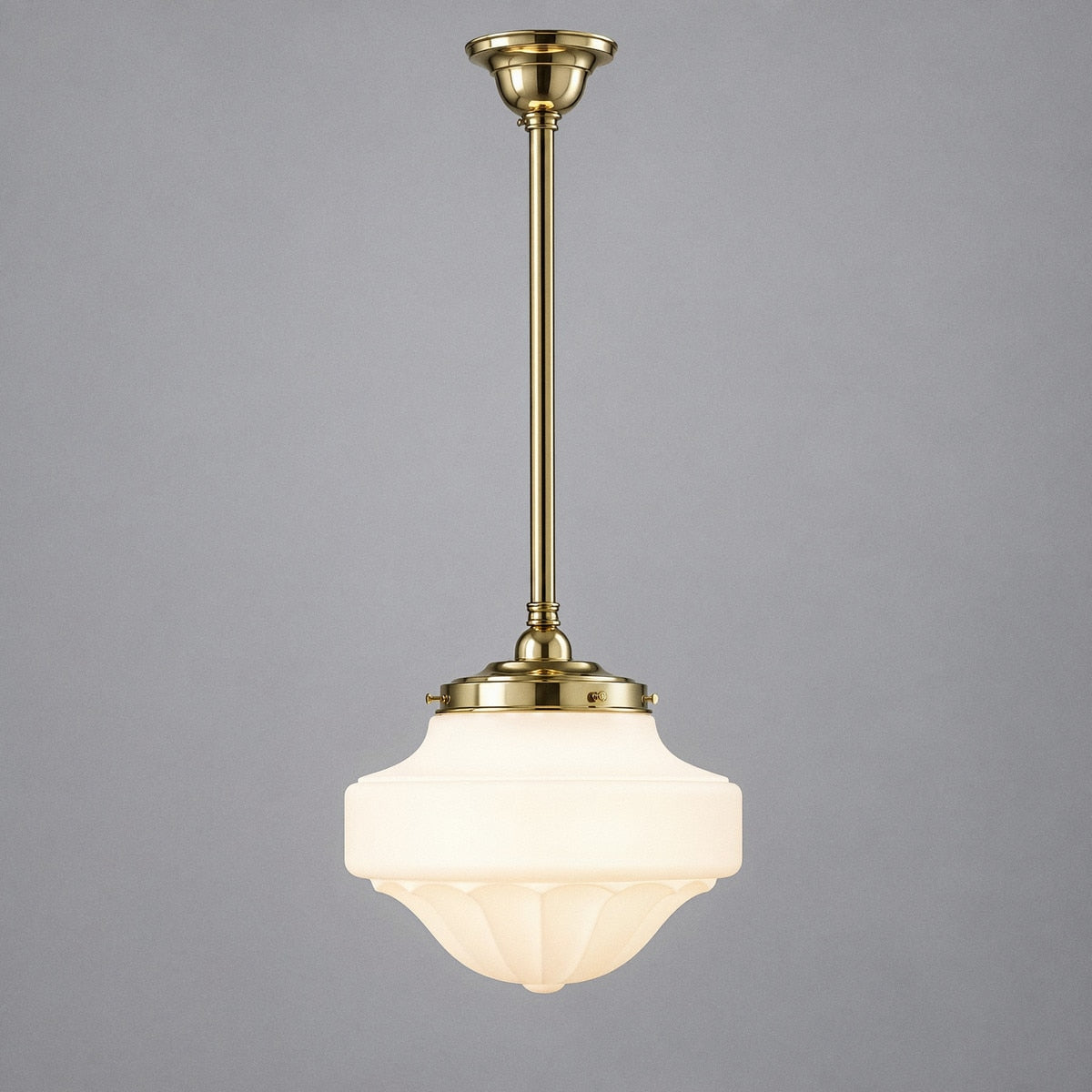 Single Rod Pendant Brass With 13" Derby Opal Matt Glass - 3000283