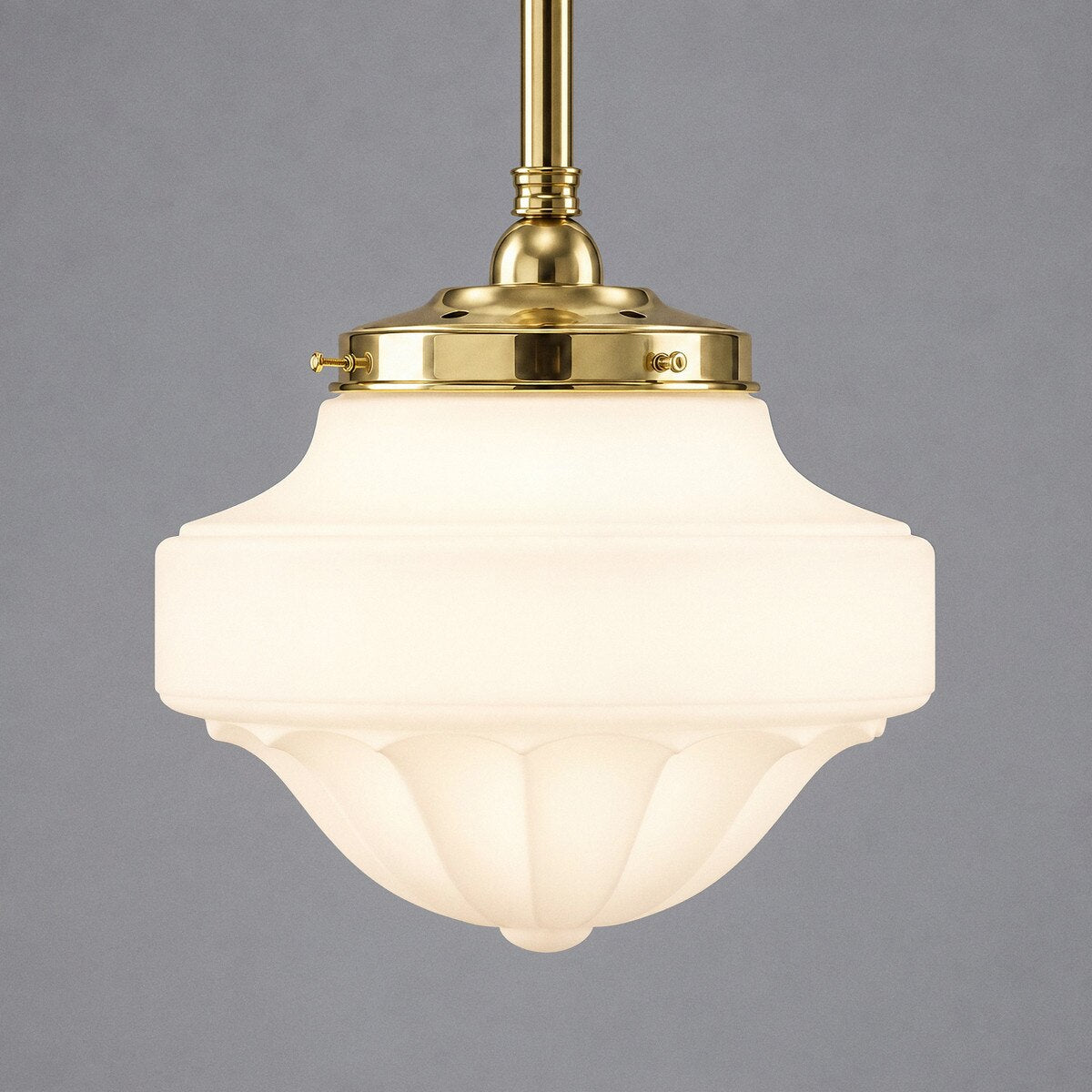 Single Rod Pendant Brass With 13" Derby Opal Matt Glass - 3000283