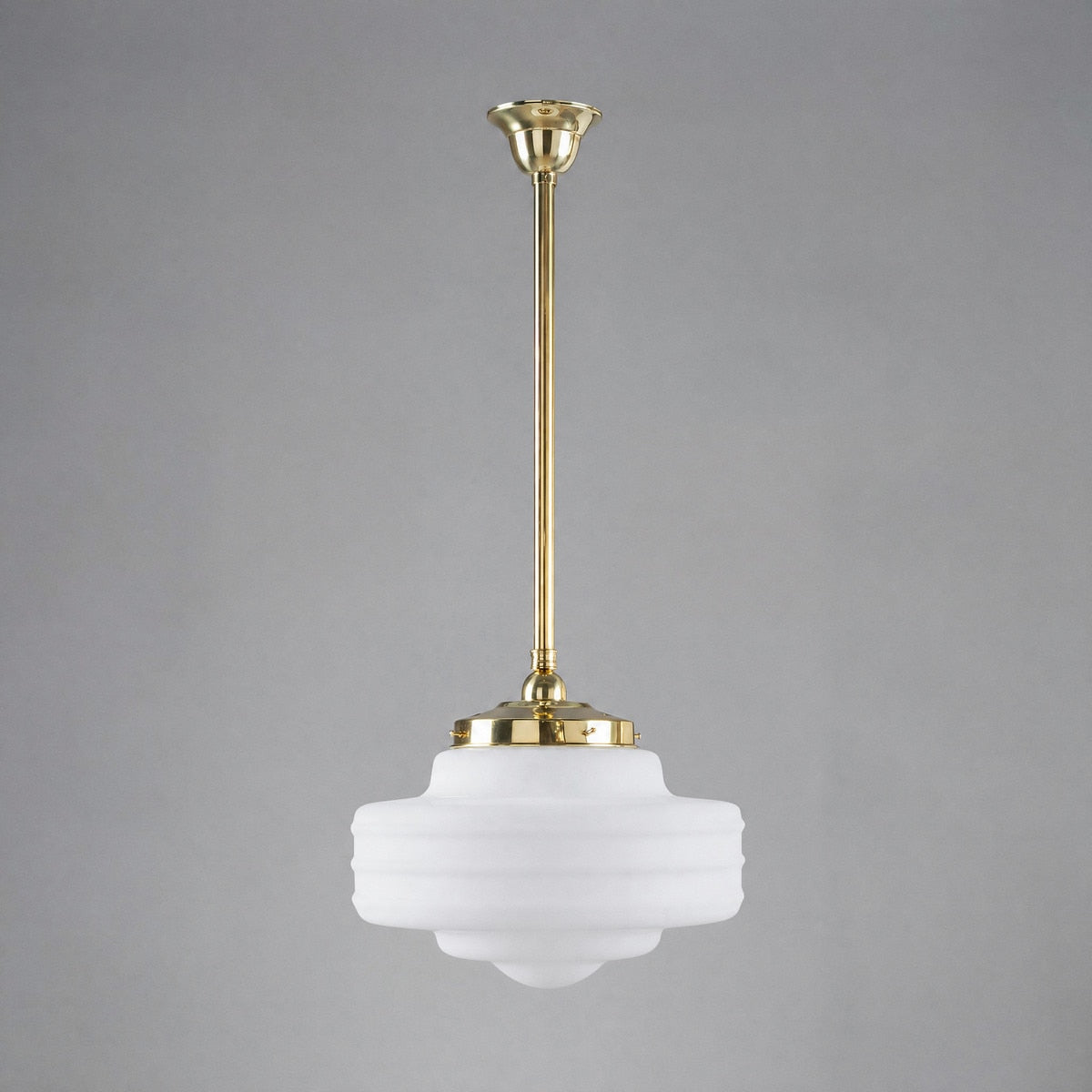 Single Rod Pendant Brass With 14" Detroit Opal Matt Glass - 3000284