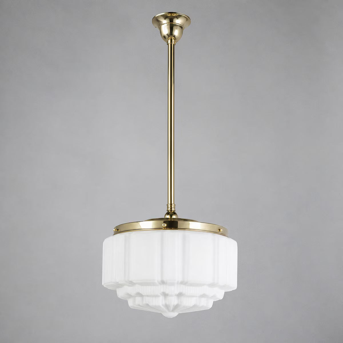 Single Rod Pendant Brass With 14" St Kilda Opal Matt Glass - 3000286