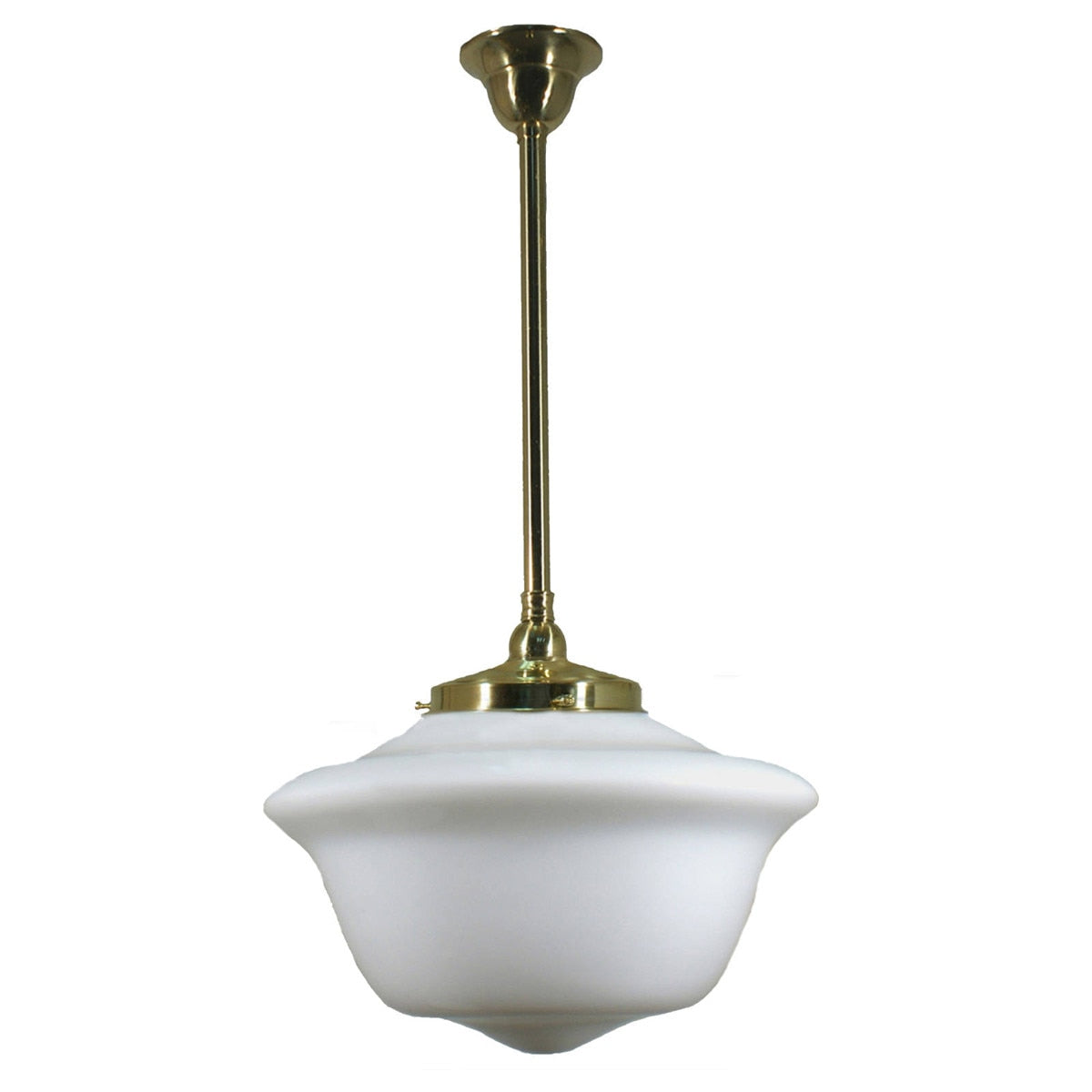 Single Rod Pendant Brass With 16" Victorian Schoolhouse Opal Matt Glass - 3000287