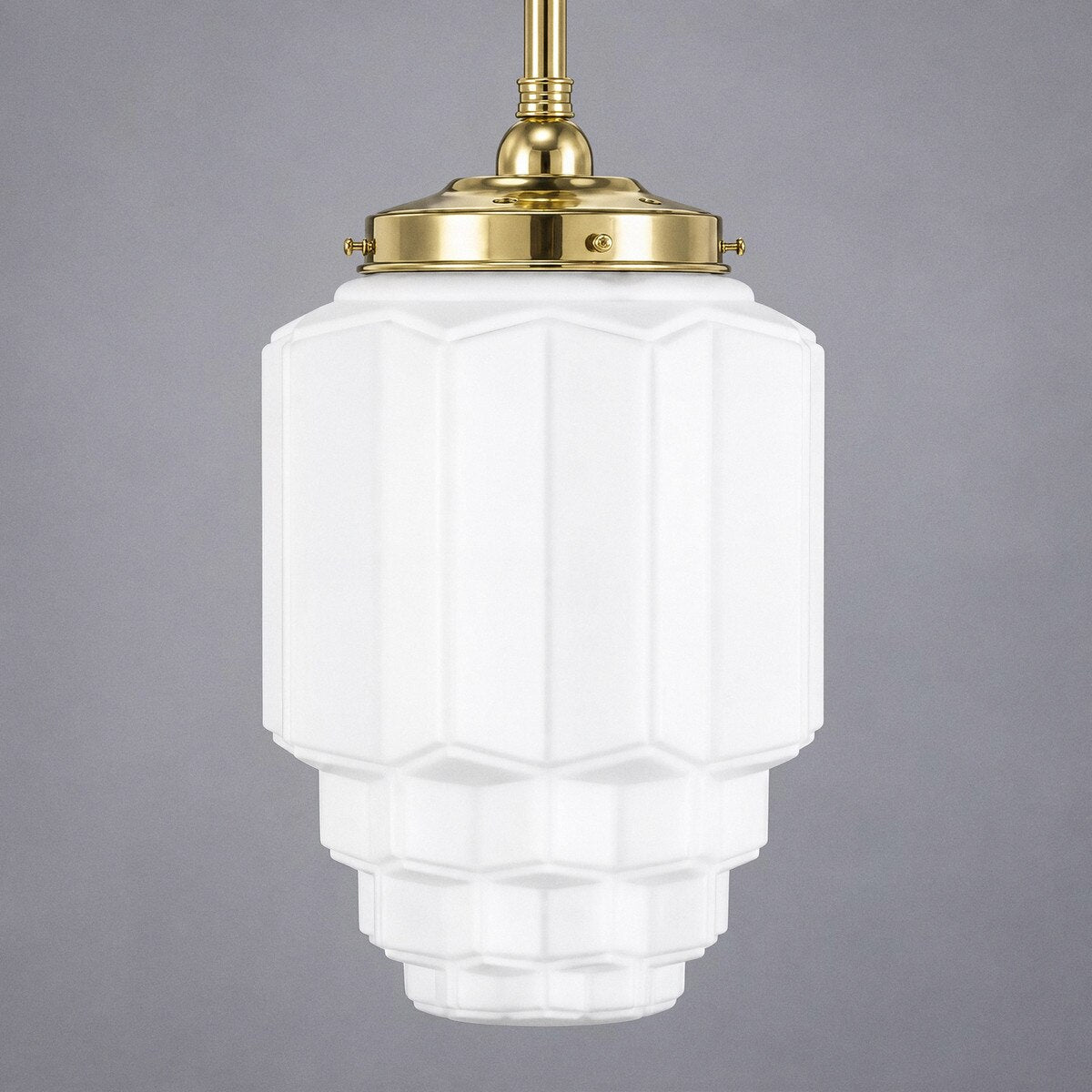 Single Rod Pendant Brass With Bergerac Opal Matt Glass - 3000288