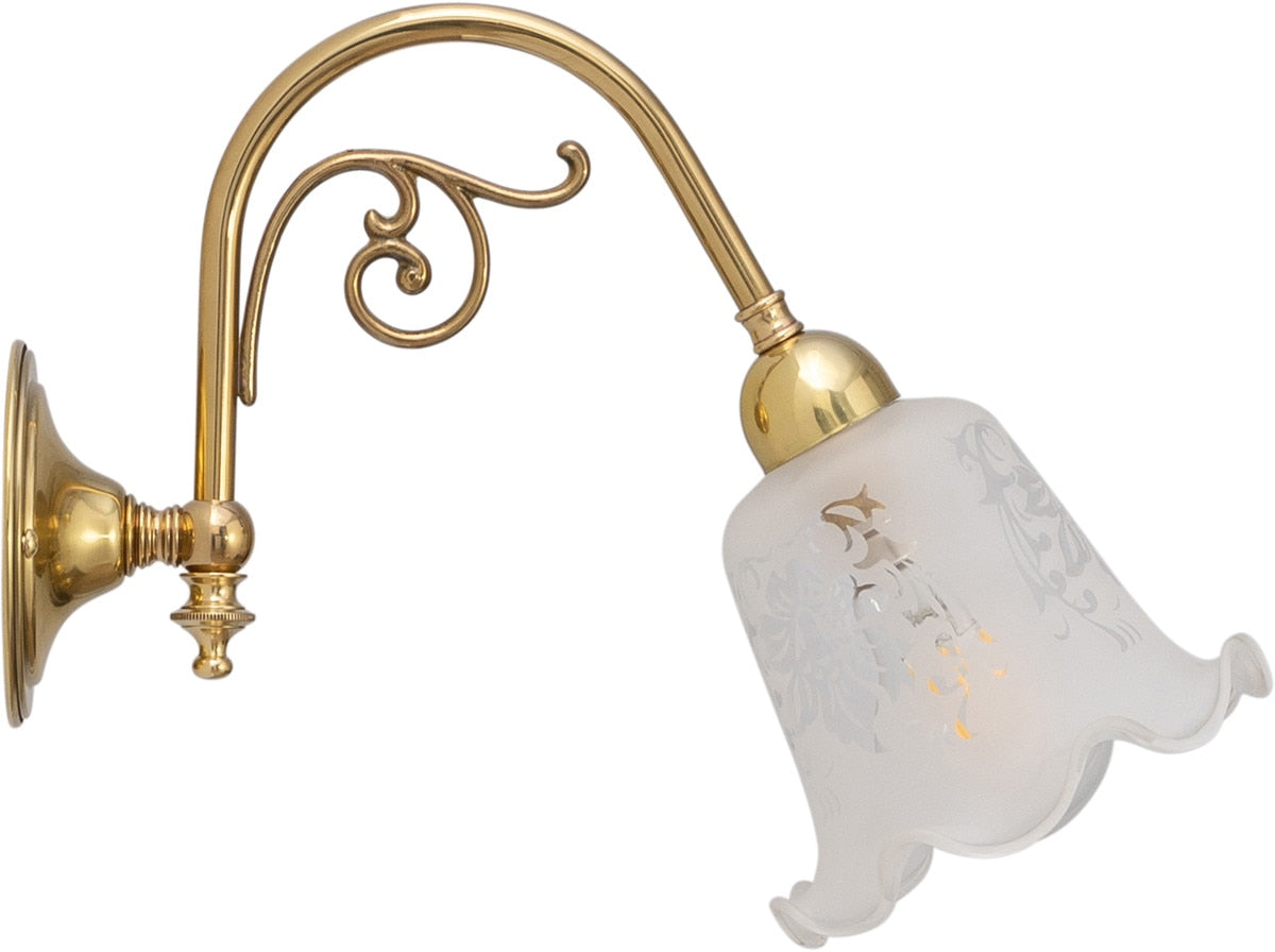 Victoriana Wall Light Brass With 5008 Frost Etched Glass - 3000316