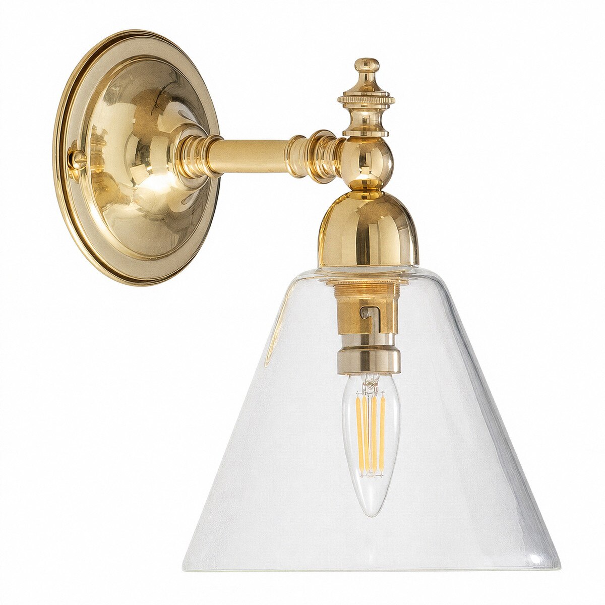 Waubra Wall Light Brass With Cono Clear Glass - 3000333