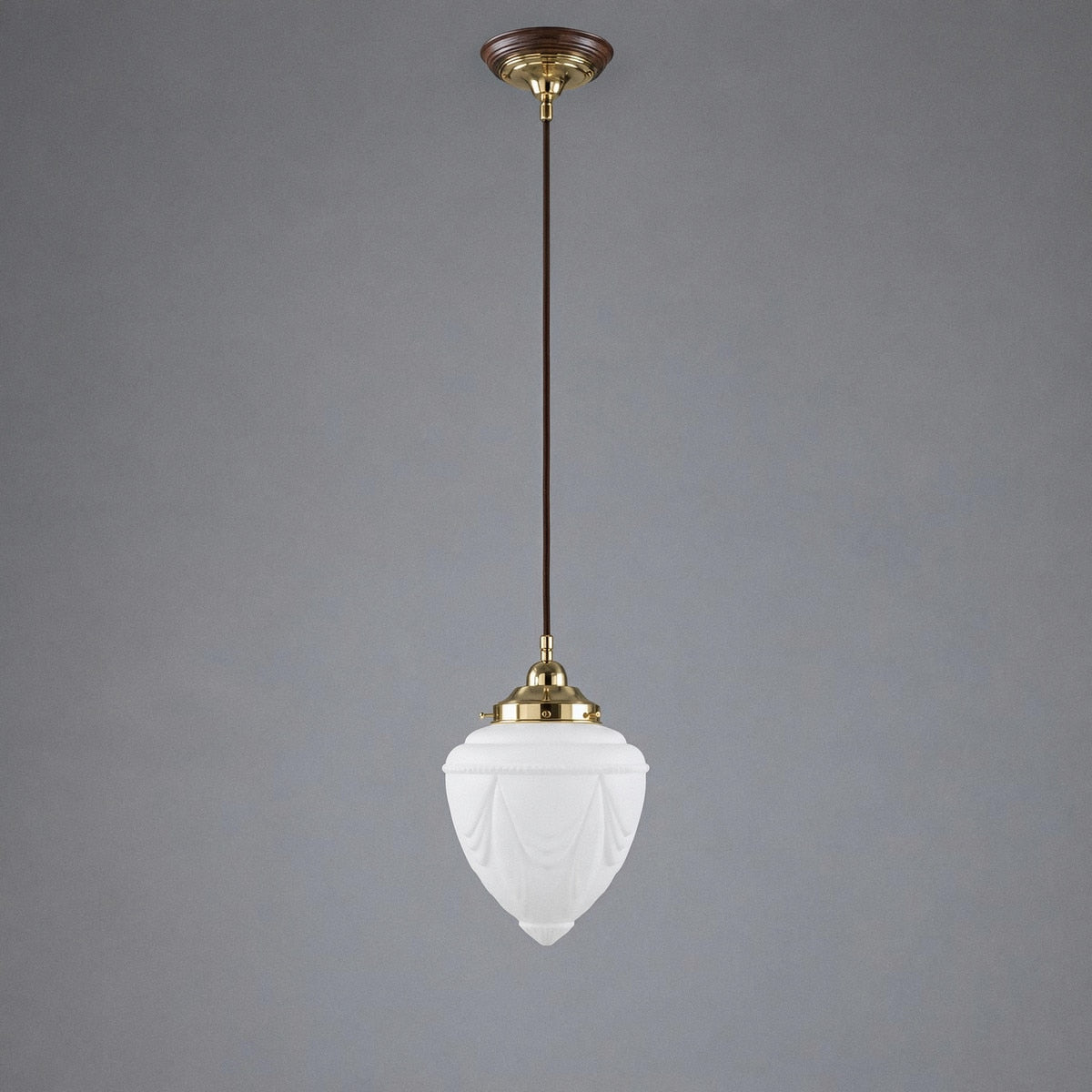 Single Cord Pendant Brass With 8" Empire Opal Matt Glass - 3001111