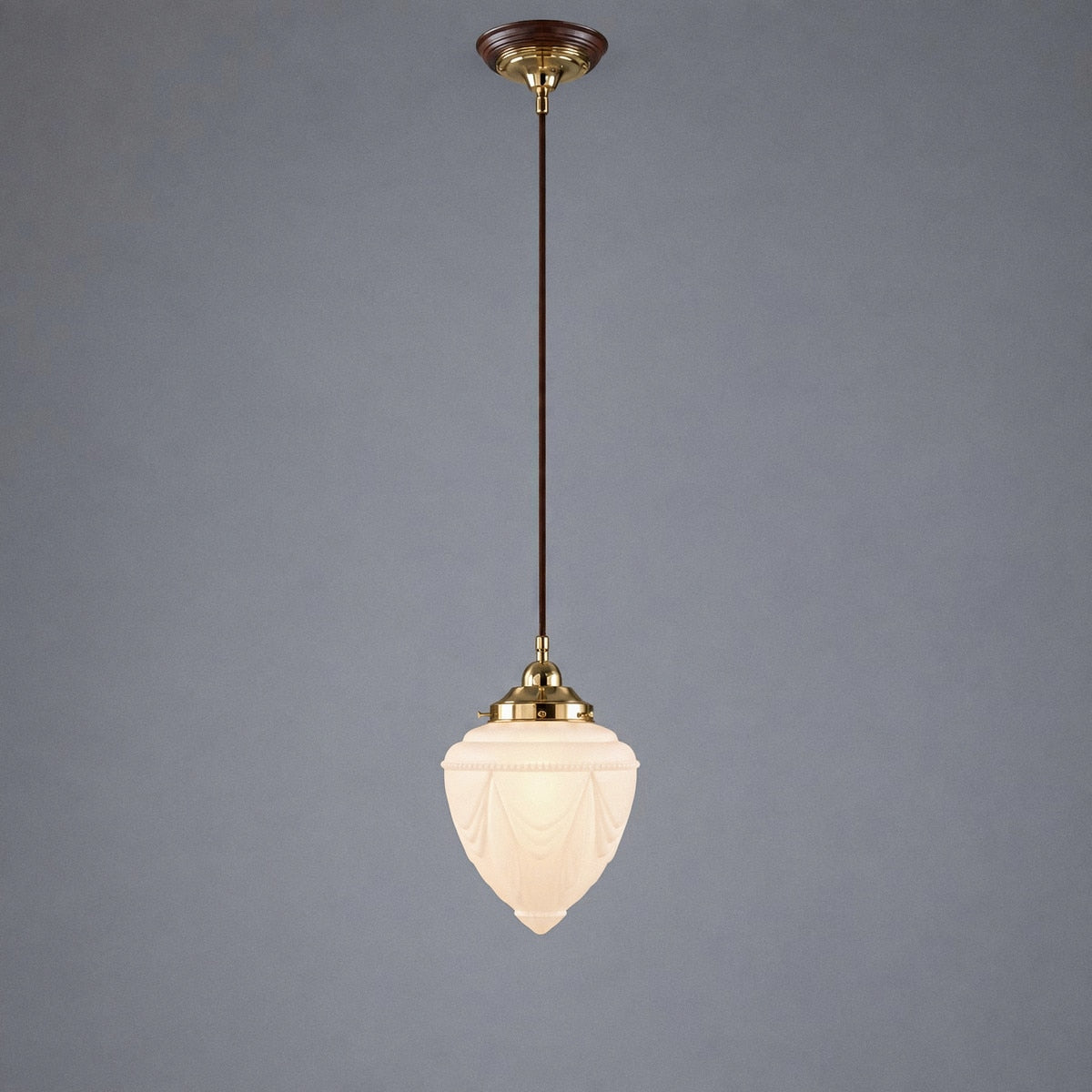 Single Cord Pendant Brass With 8" Empire Opal Matt Glass - 3001111