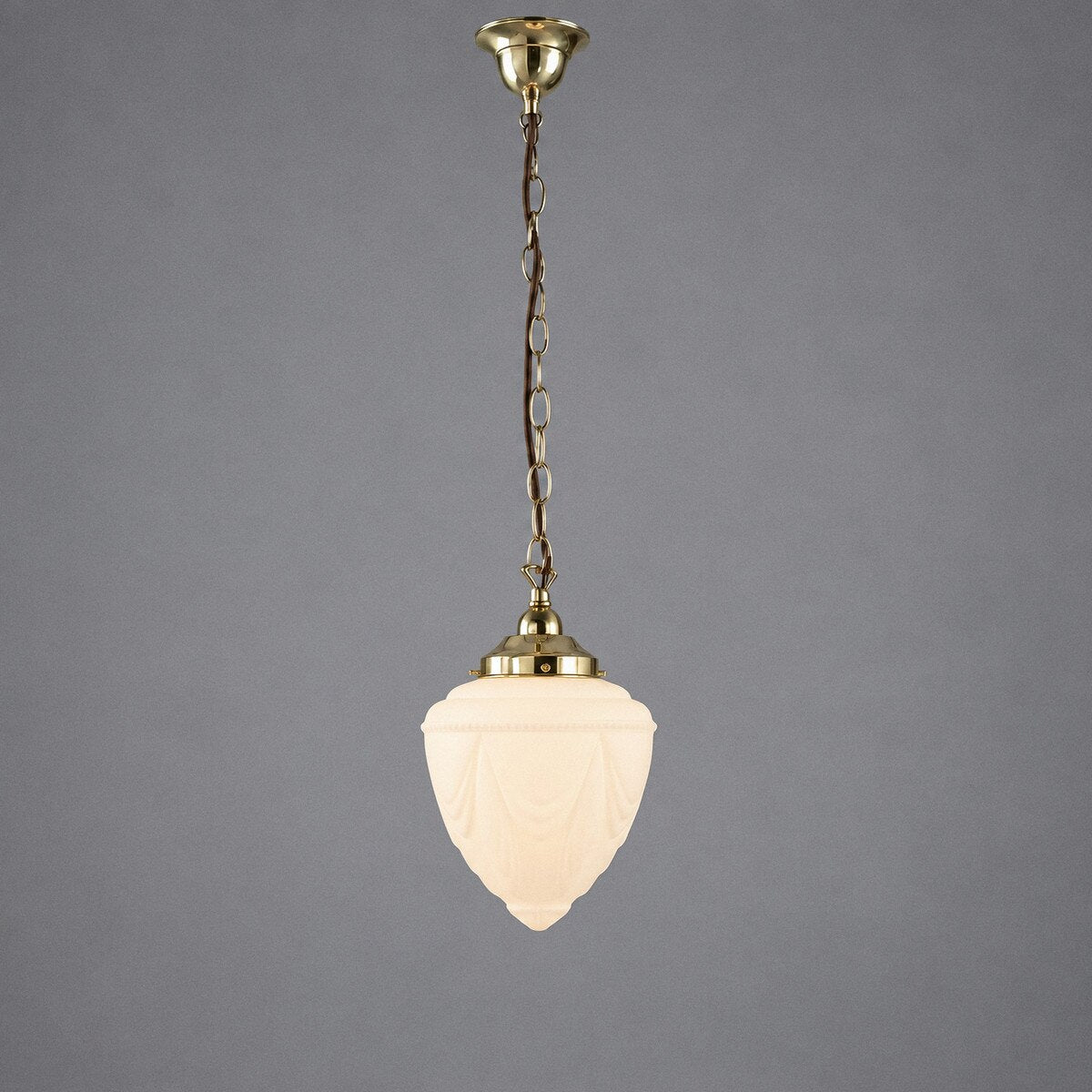 Single Chain Pendant Brass With 8" Empire Opal Matt Glass - 3001192