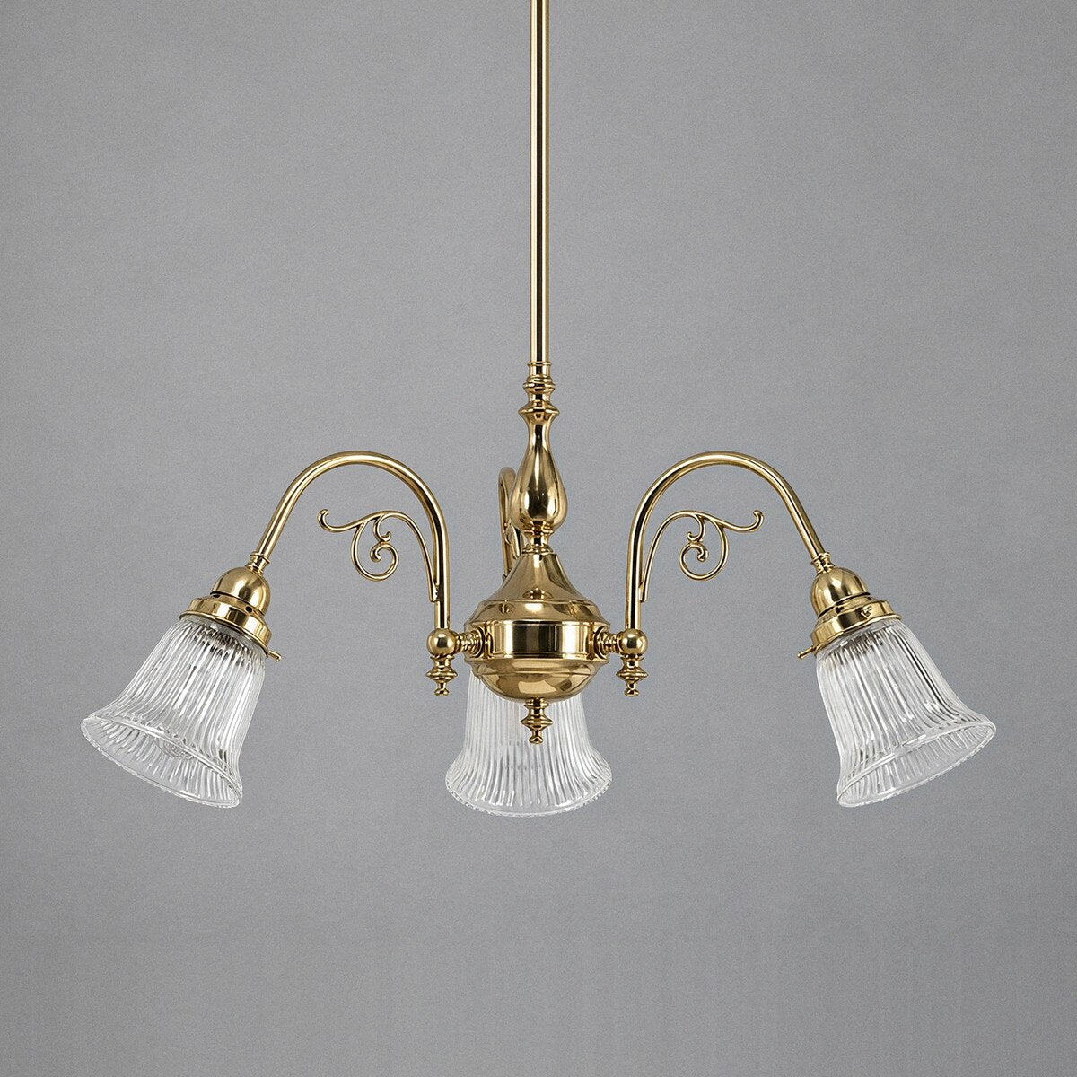 Victoriana 3 Light Pendant Light with Zipper Shade Polished Brass & Clear - 3001280
