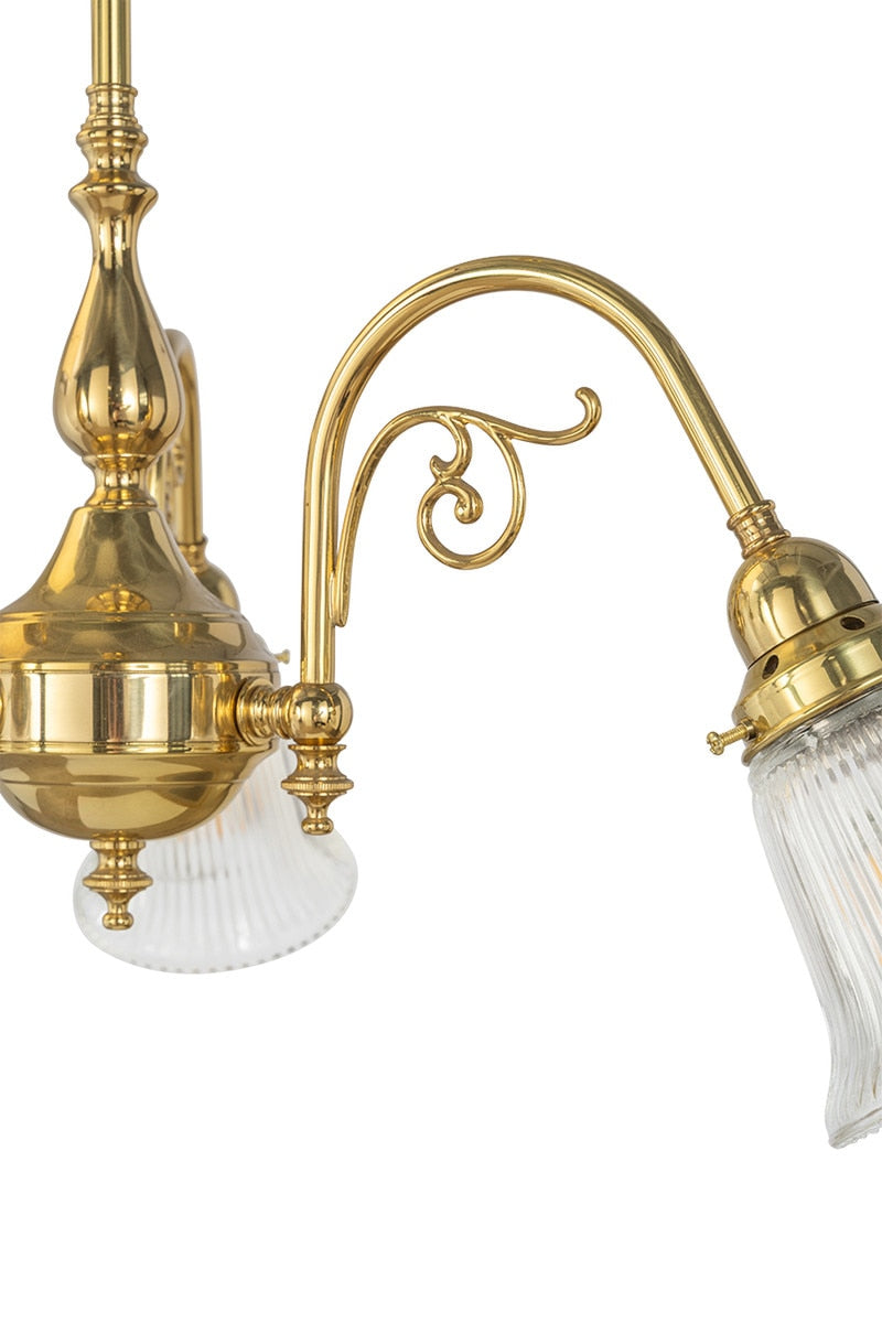 Victoriana 3 Light Pendant Light with Zipper Shade Polished Brass & Clear - 3001280