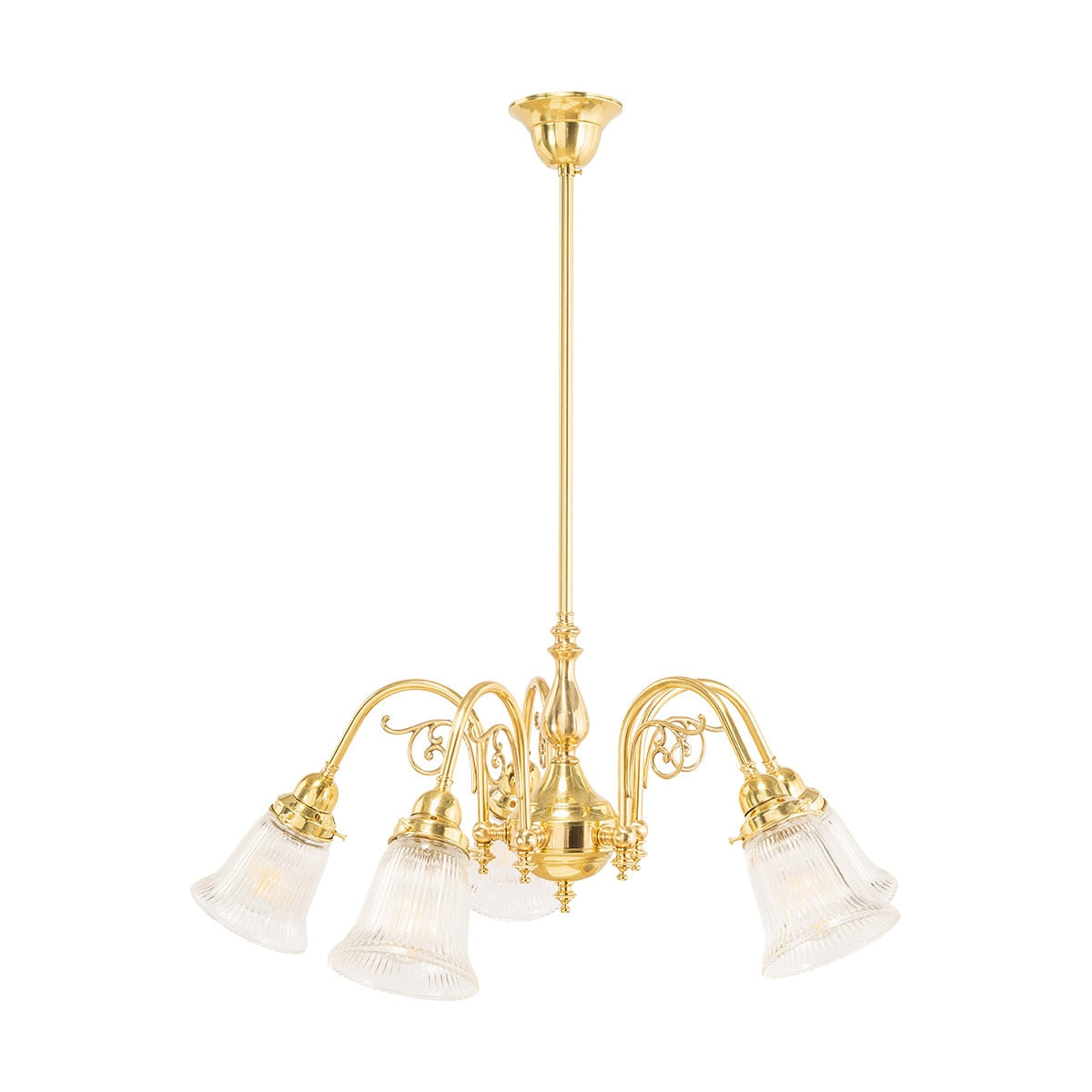 Victoriana 5 Light Pendant Light with Zipper Shade Polished Brass & Clear - 3001281
