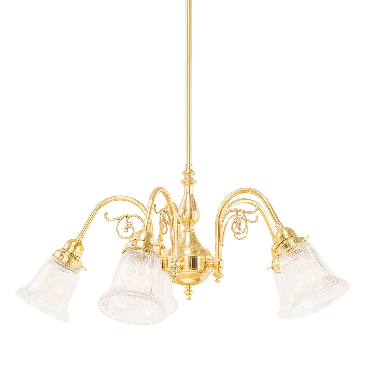 Victoriana 5 Light Pendant Light with Zipper Shade Polished Brass & Clear - 3001281