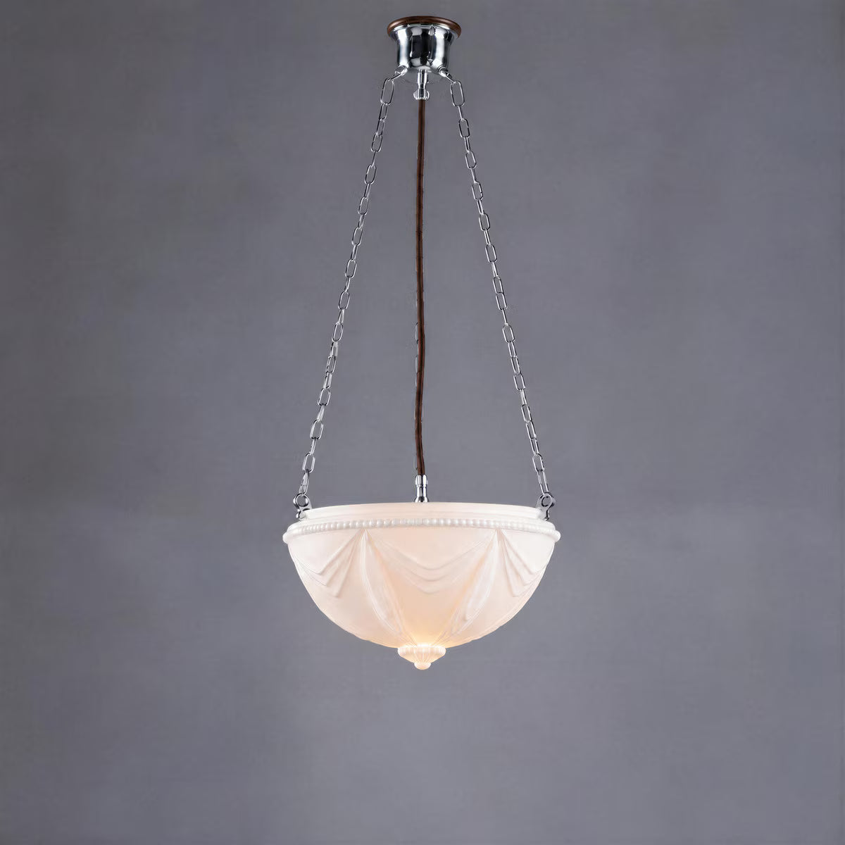 3 Chain Suspension Pendant Chrome With 14" Empire Opal Matt Glass - 3010005