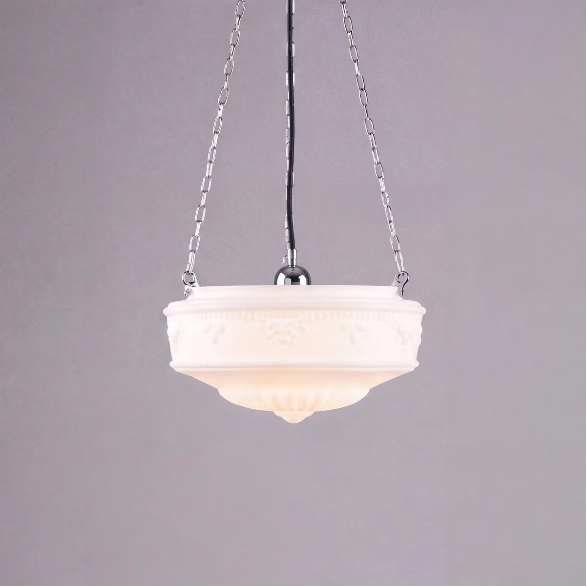 3 Chain Suspension Pendant Chrome With 14" Senator Opal Matt Glass - 3010006