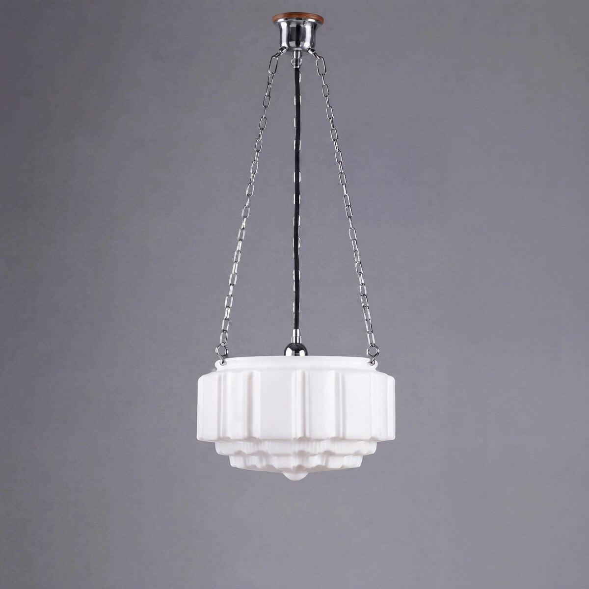 3 Chain Suspension Pendant Chrome With 14" St Kilda Opal Matt Glass - 3010007