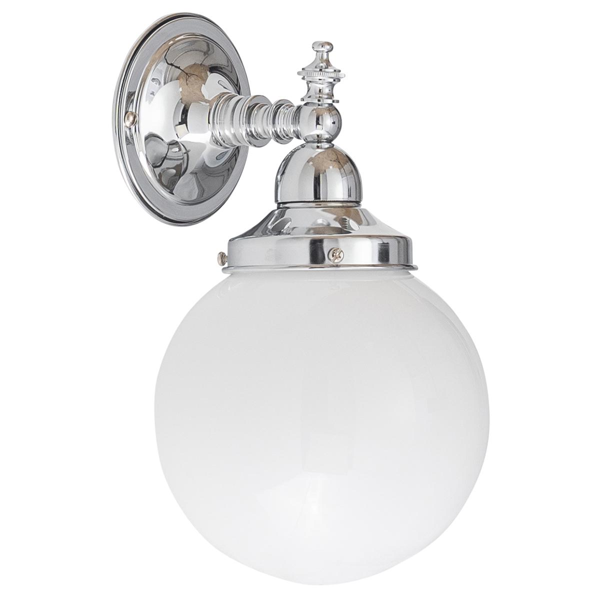 Koscina Wall Light Chrome Aluminium With 6" Sphere Opal Gloss Glass - 3010105