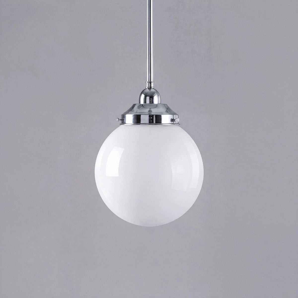 Single Rod Pendant Chrome With 8" Sphere Opal Gloss Glass - 3010178