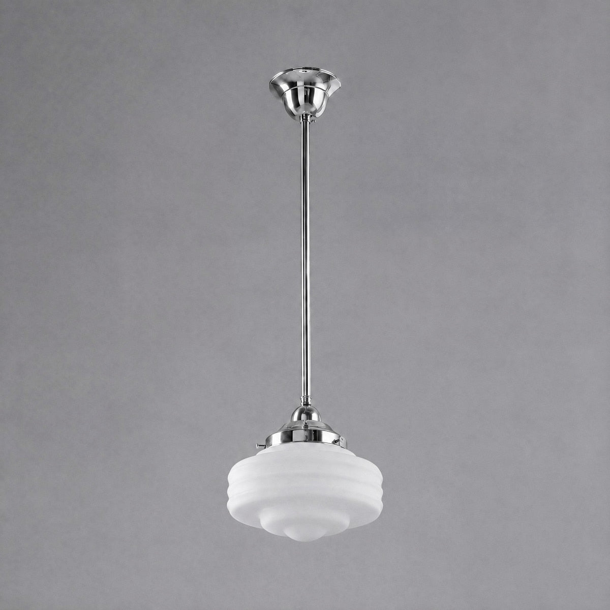 Single Rod Pendant Chrome With 8" Detroit Opal Matt Glass - 3010179