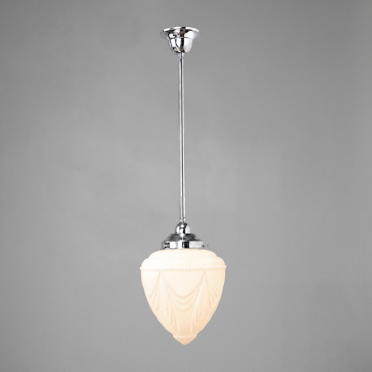 Single Rod Pendant Chrome With 8" Empire Opal Matt Glass - 3010180