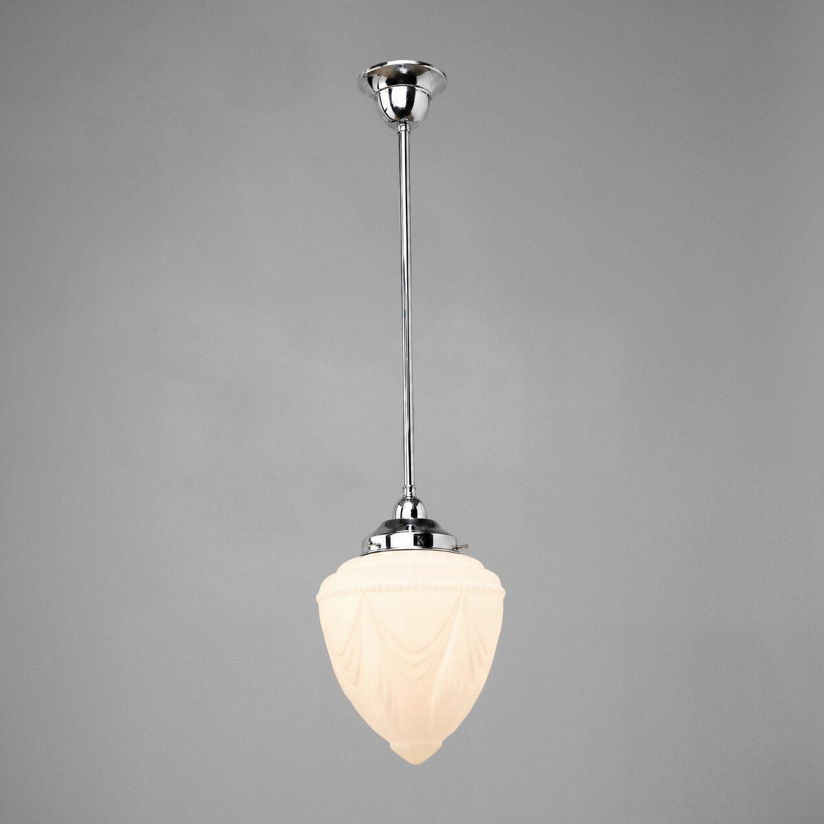 Single Rod Pendant Chrome With 8" Empire Opal Matt Glass - 3010180