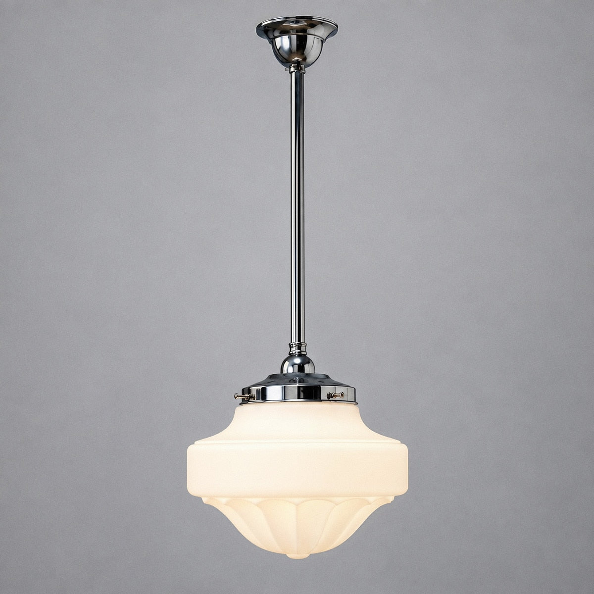 Single Rod Pendant Chrome With 13" Derby Opal Matt Glass - 3010195