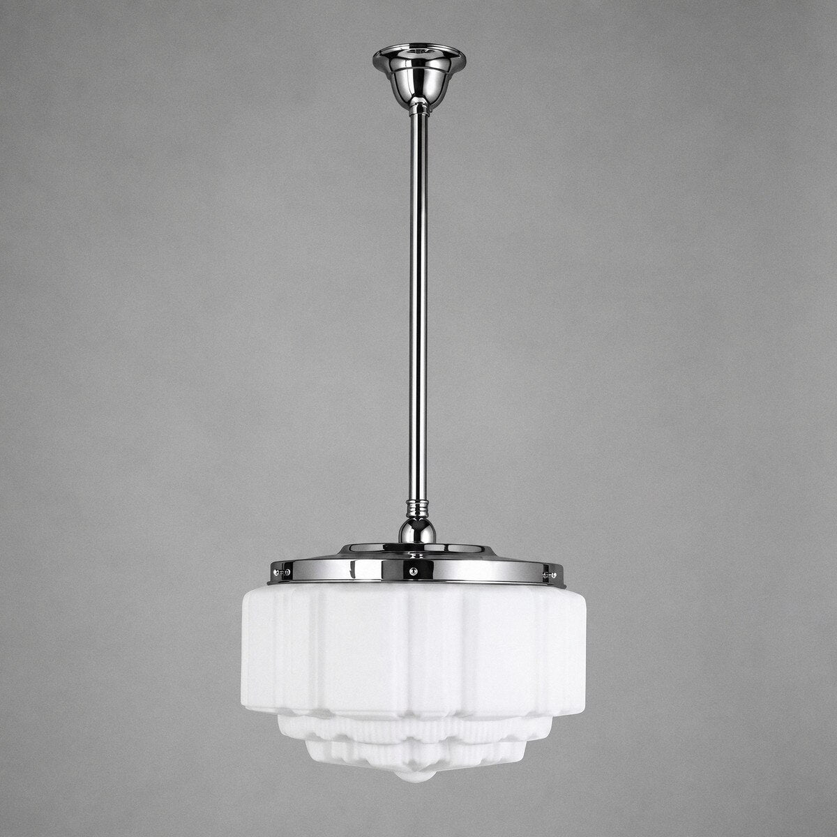 Single Rod Pendant Chrome With 14" St Kilda Opal Matt Glass - 3010199