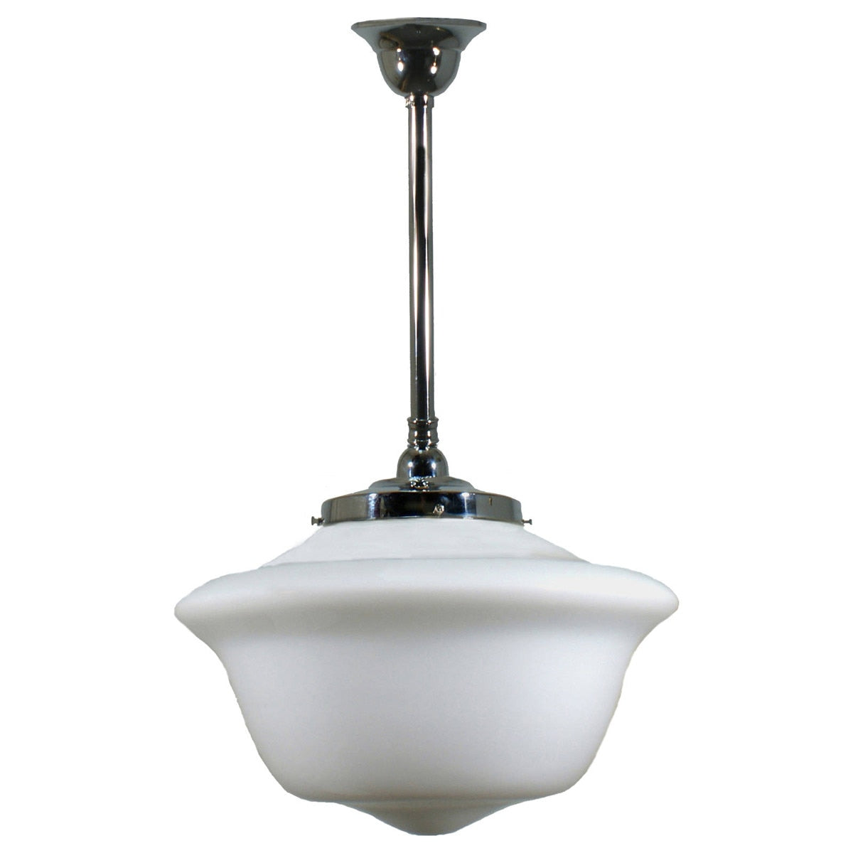 Single Rod Pendant Chrome With 16" Victorian Schoolhouse Opal Matt Glass - 3010200