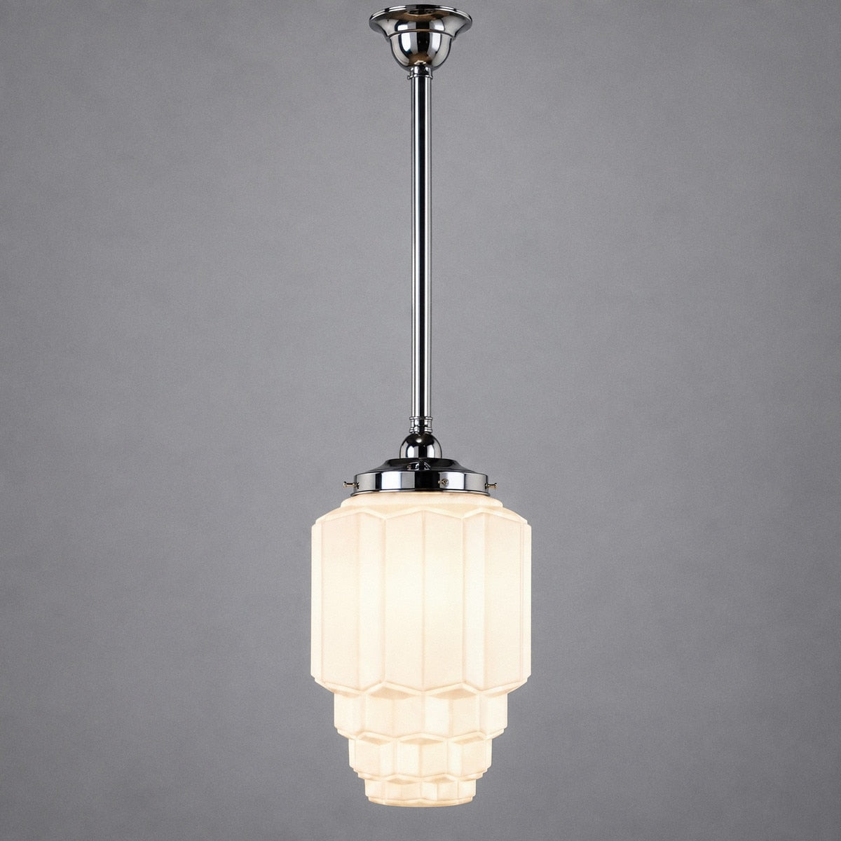 Single Rod Pendant Chrome With Bergerac Opal Matt Glass - 3010201