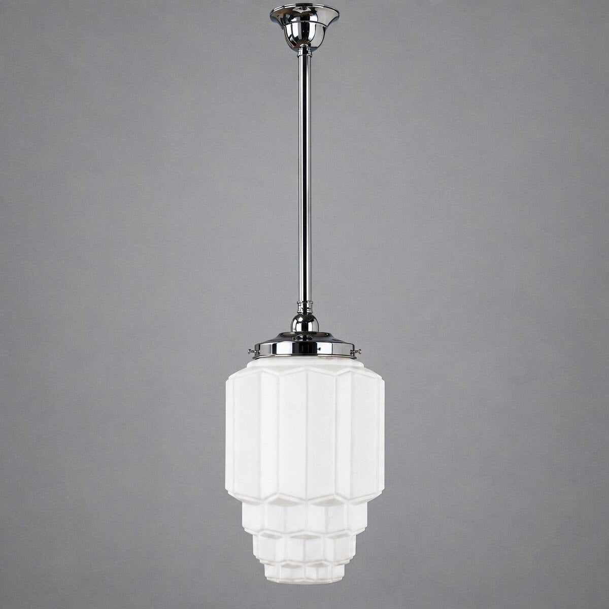Single Rod Pendant Chrome With Bergerac Opal Matt Glass - 3010201