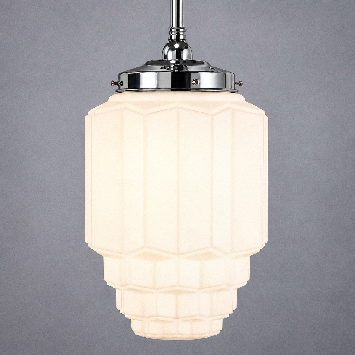 Single Rod Pendant Chrome With Bergerac Opal Matt Glass - 3010201