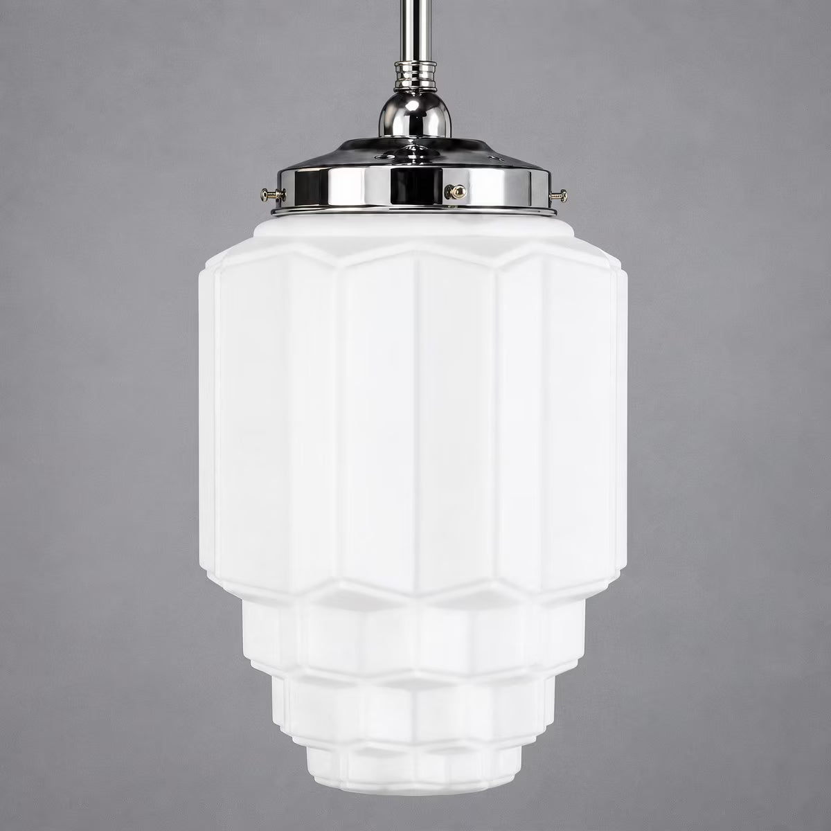 Single Rod Pendant Chrome With Bergerac Opal Matt Glass - 3010201